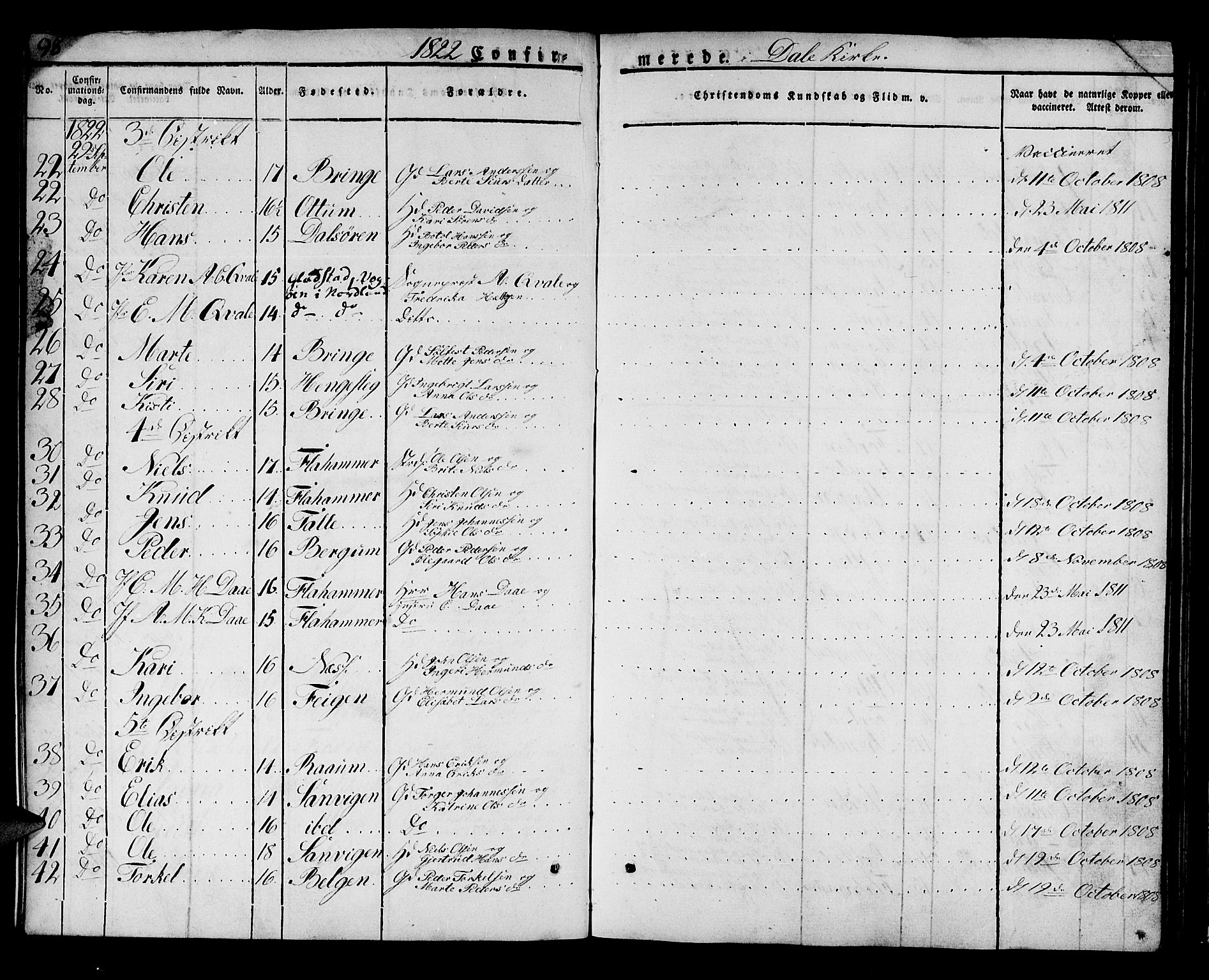 Luster sokneprestembete, AV/SAB-A-81101/H/Haa/Haaa/L0004: Parish register (official) no. A 4, 1821-1832, p. 98