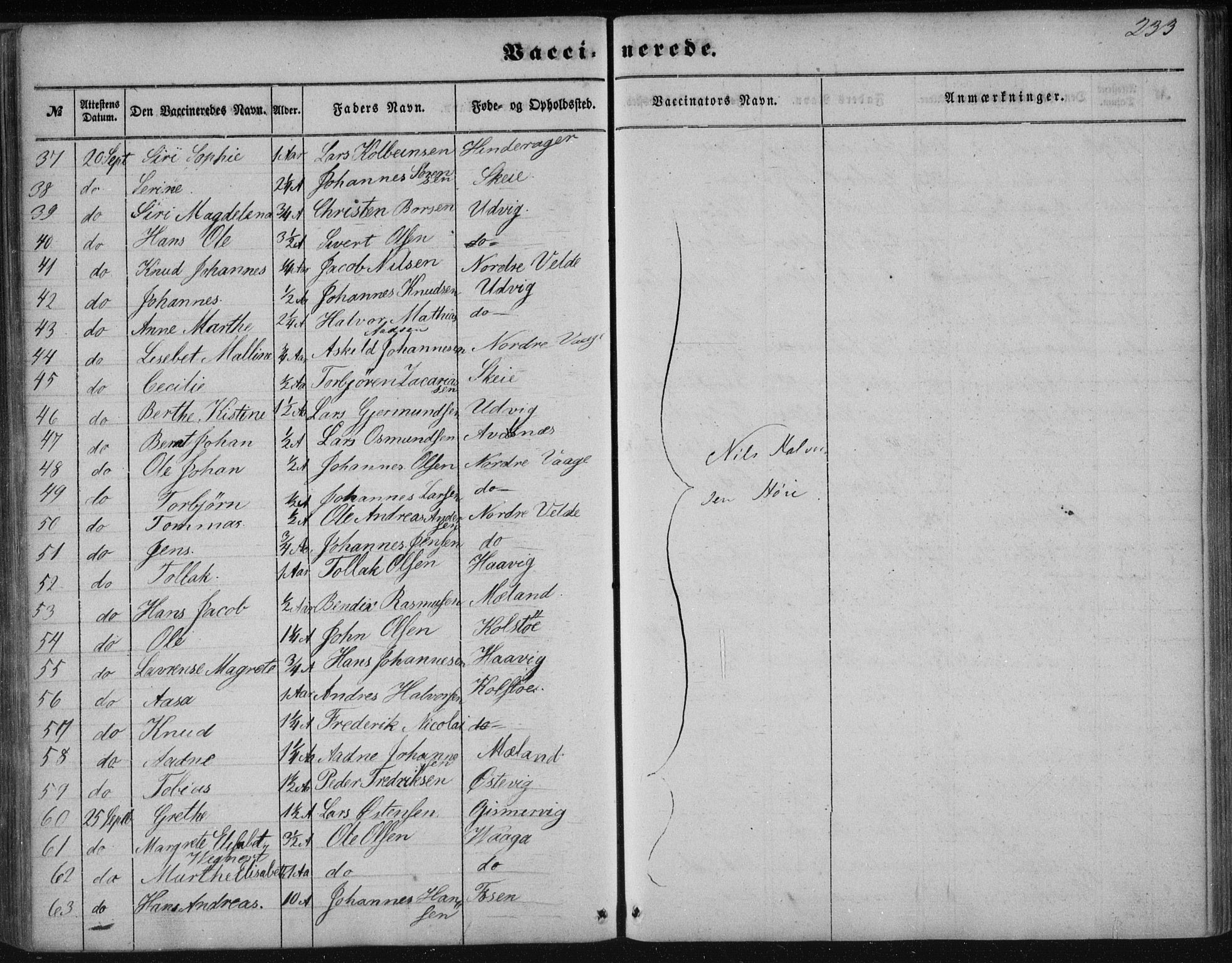 Avaldsnes sokneprestkontor, AV/SAST-A -101851/H/Ha/Haa/L0009: Parish register (official) no. A 9, 1853-1865, p. 233