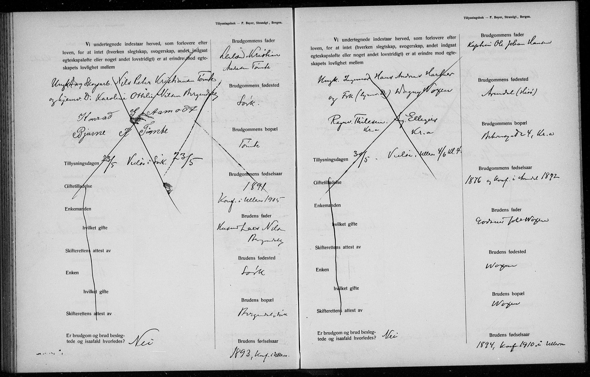 Ullern prestekontor Kirkebøker, AV/SAO-A-10740/H/L0001: Banns register no. 1, 1911-1916