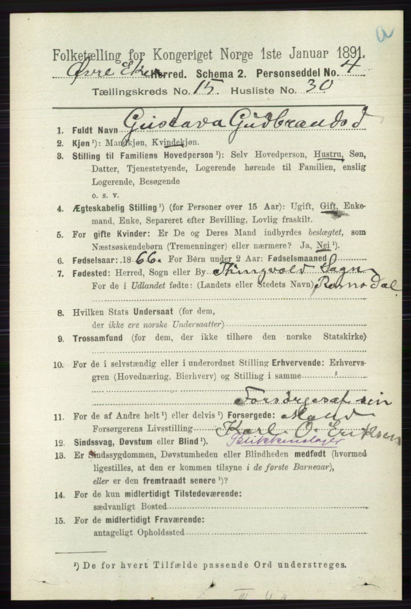 RA, 1891 census for 0624 Øvre Eiker, 1891, p. 7227