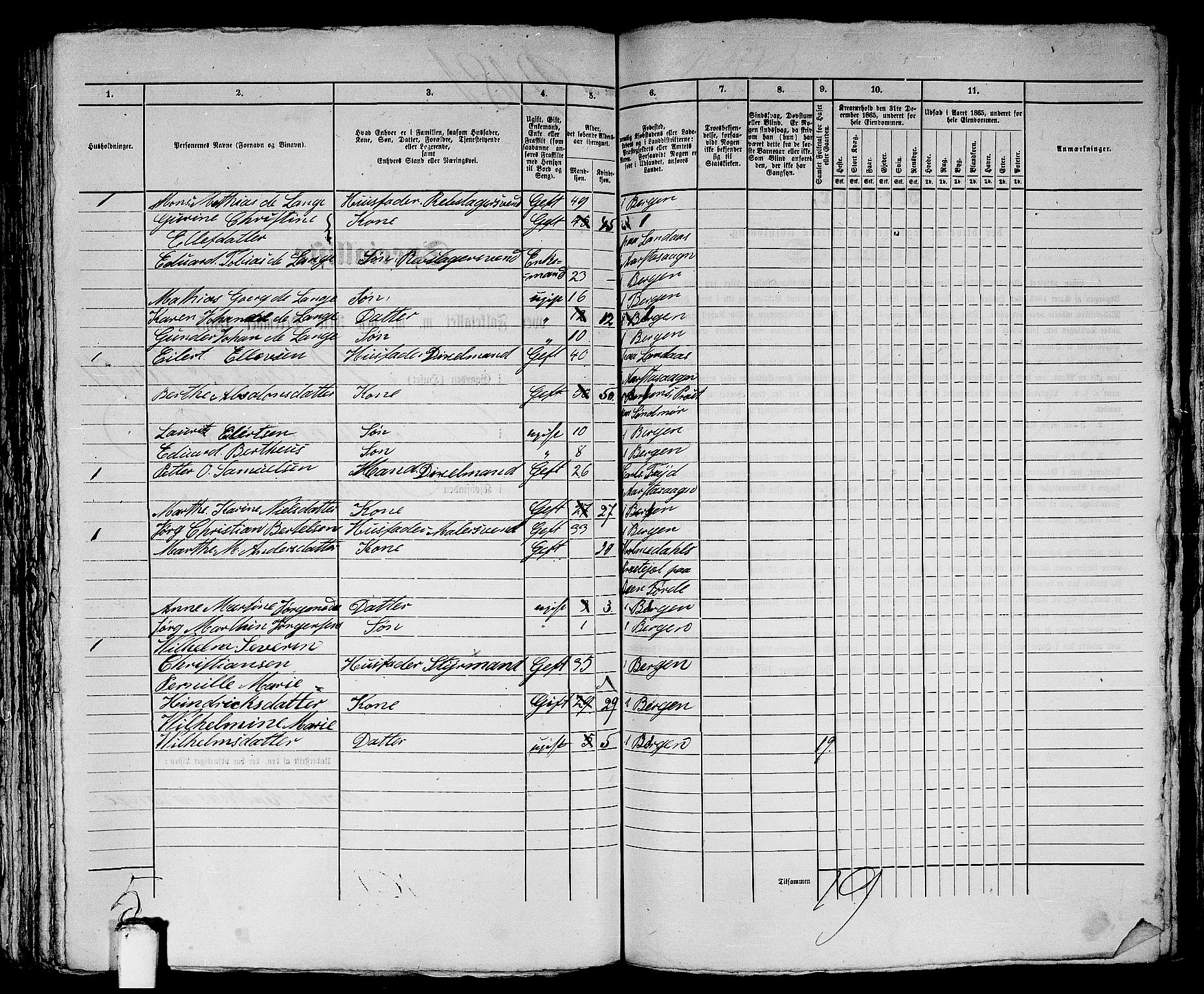 RA, 1865 census for Bergen, 1865, p. 4459