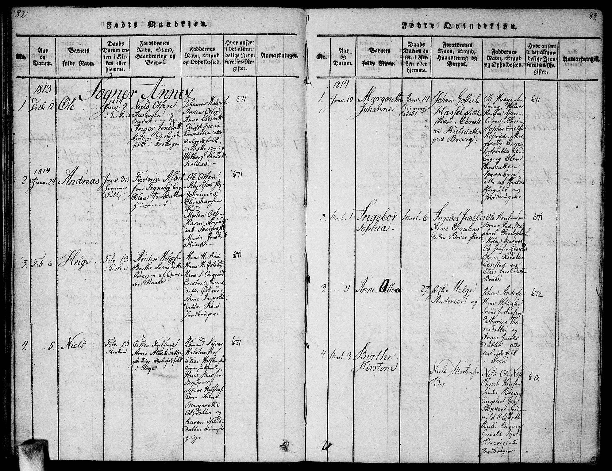 Vestby prestekontor Kirkebøker, AV/SAO-A-10893/G/Ga/L0001: Parish register (copy) no. I 1, 1814-1827, p. 82-83