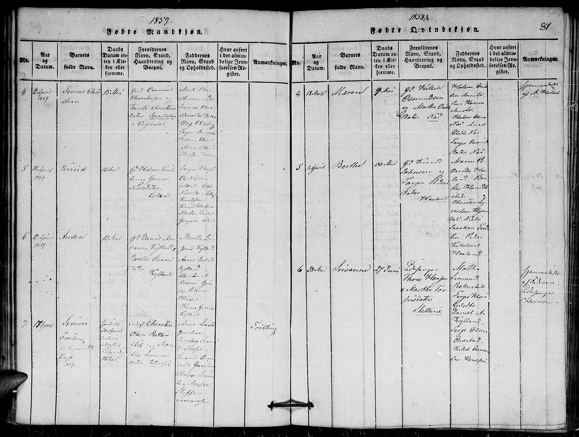 Herefoss sokneprestkontor, AV/SAK-1111-0019/F/Fa/Faa/L0001: Parish register (official) no. A 1, 1816-1860, p. 81