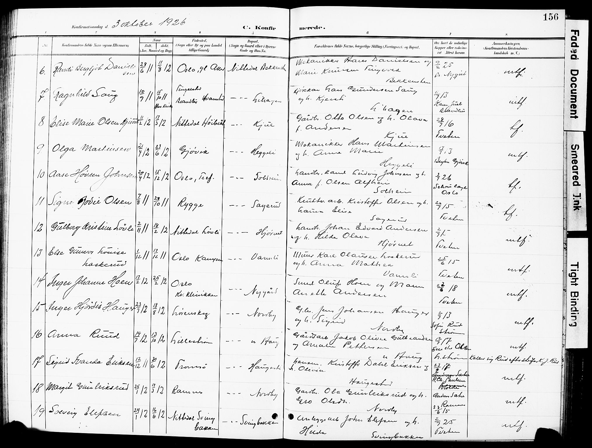 Nittedal prestekontor Kirkebøker, AV/SAO-A-10365a/G/Ga/L0003: Parish register (copy) no. I 3, 1902-1929, p. 156