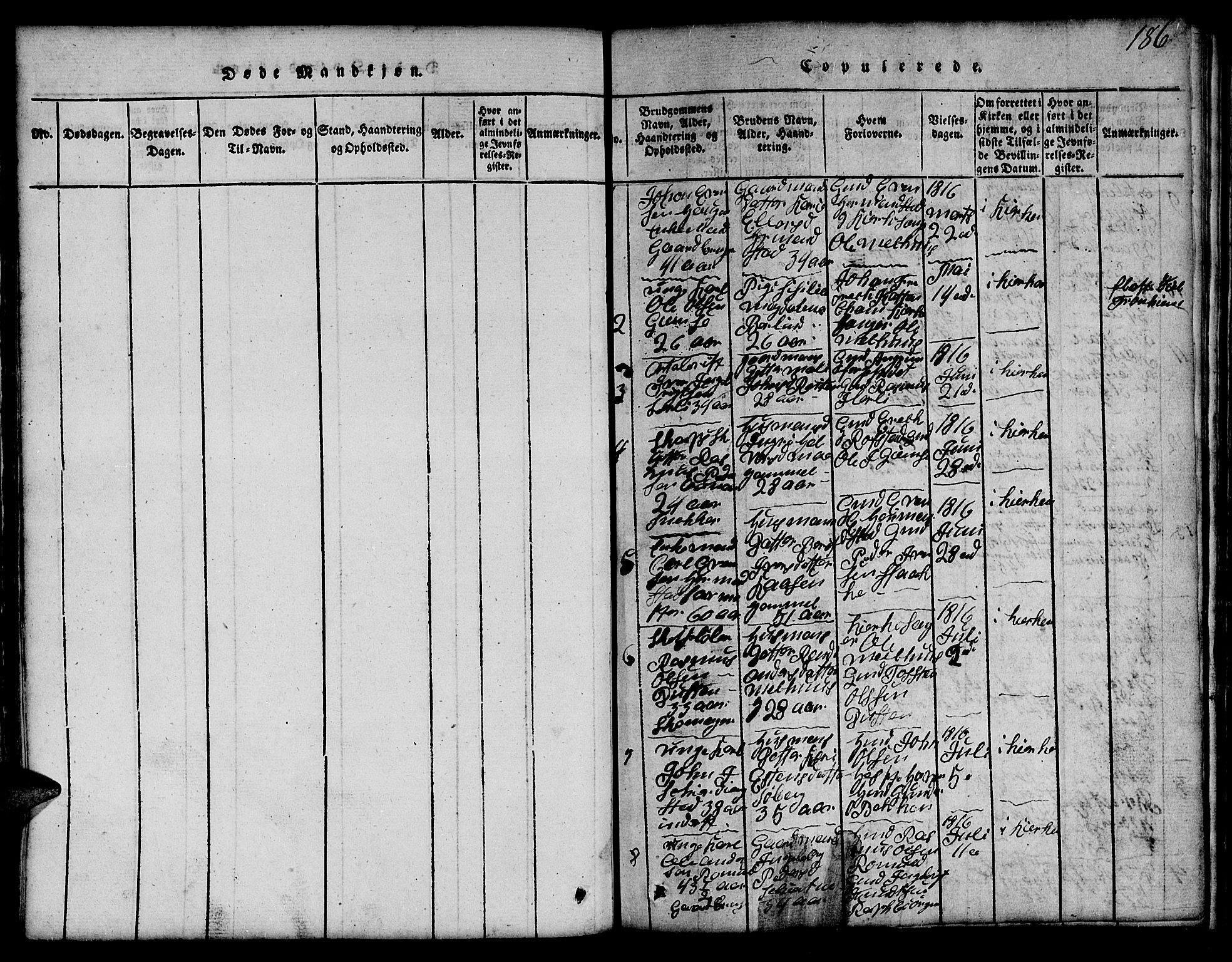 Ministerialprotokoller, klokkerbøker og fødselsregistre - Sør-Trøndelag, AV/SAT-A-1456/691/L1092: Parish register (copy) no. 691C03, 1816-1852, p. 186