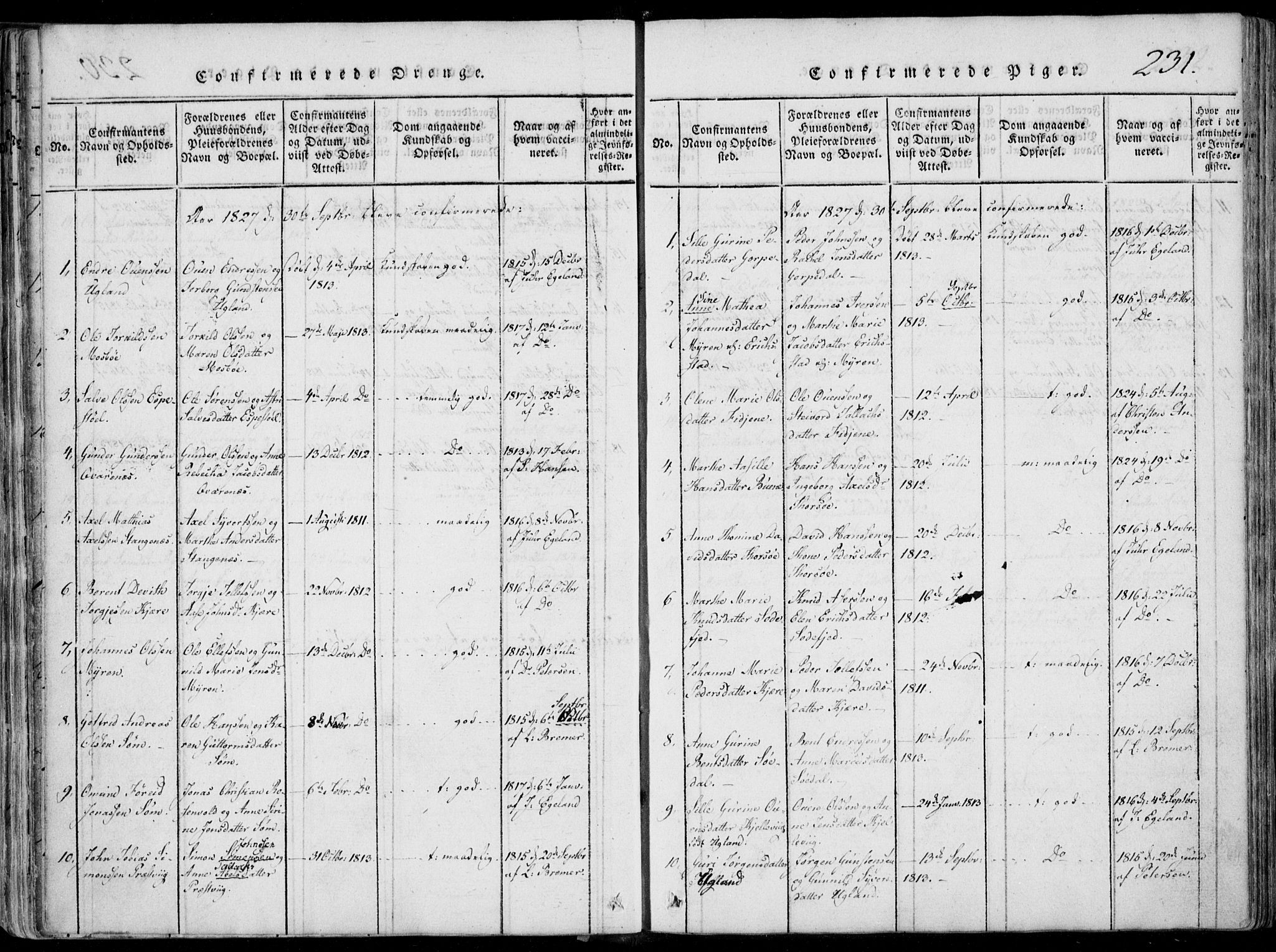 Oddernes sokneprestkontor, AV/SAK-1111-0033/F/Fa/Faa/L0005: Parish register (official) no. A 5, 1820-1838, p. 231