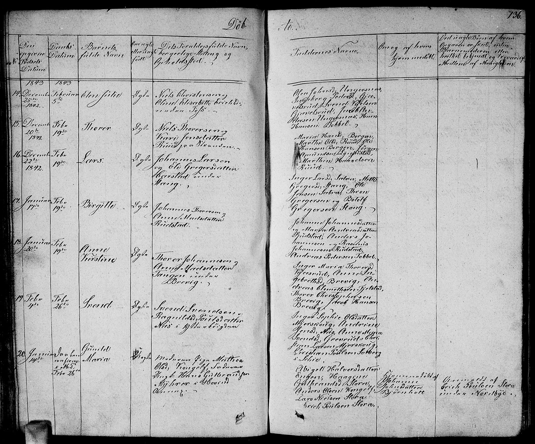 Enebakk prestekontor Kirkebøker, SAO/A-10171c/G/Ga/L0003: Parish register (copy) no. I 3, 1833-1849, p. 136