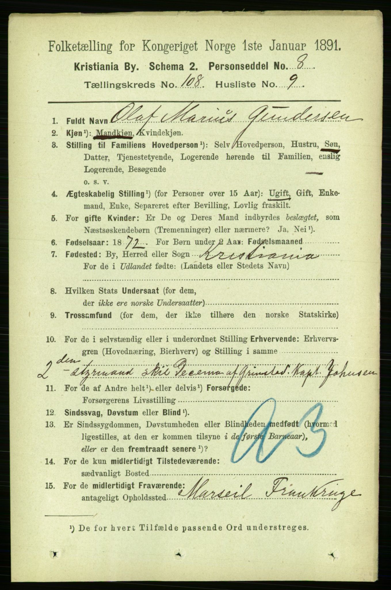 RA, 1891 census for 0301 Kristiania, 1891, p. 55741