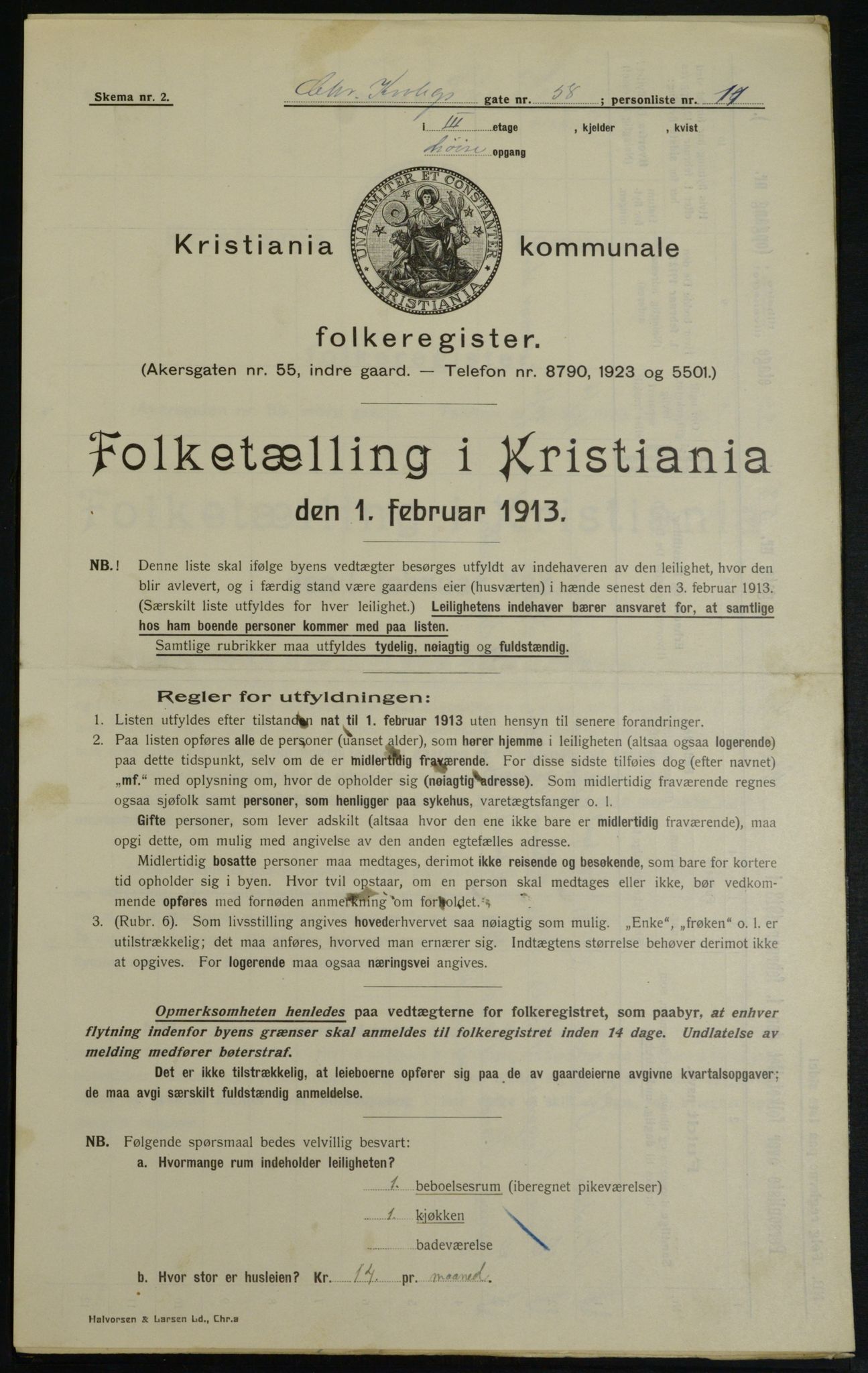 OBA, Municipal Census 1913 for Kristiania, 1913, p. 12357