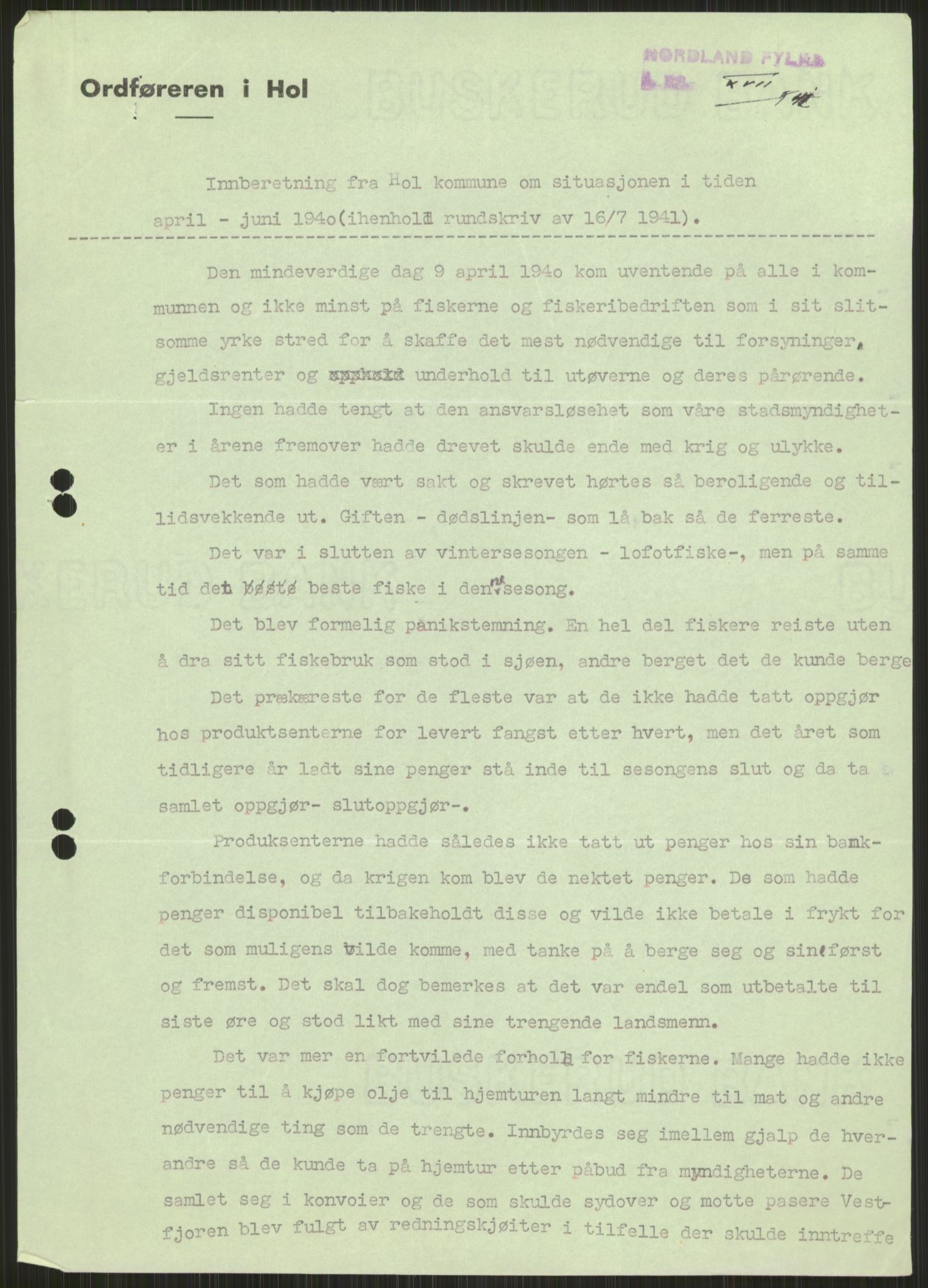 Forsvaret, Forsvarets krigshistoriske avdeling, RA/RAFA-2017/Y/Ya/L0017: II-C-11-31 - Fylkesmenn.  Rapporter om krigsbegivenhetene 1940., 1940, p. 163