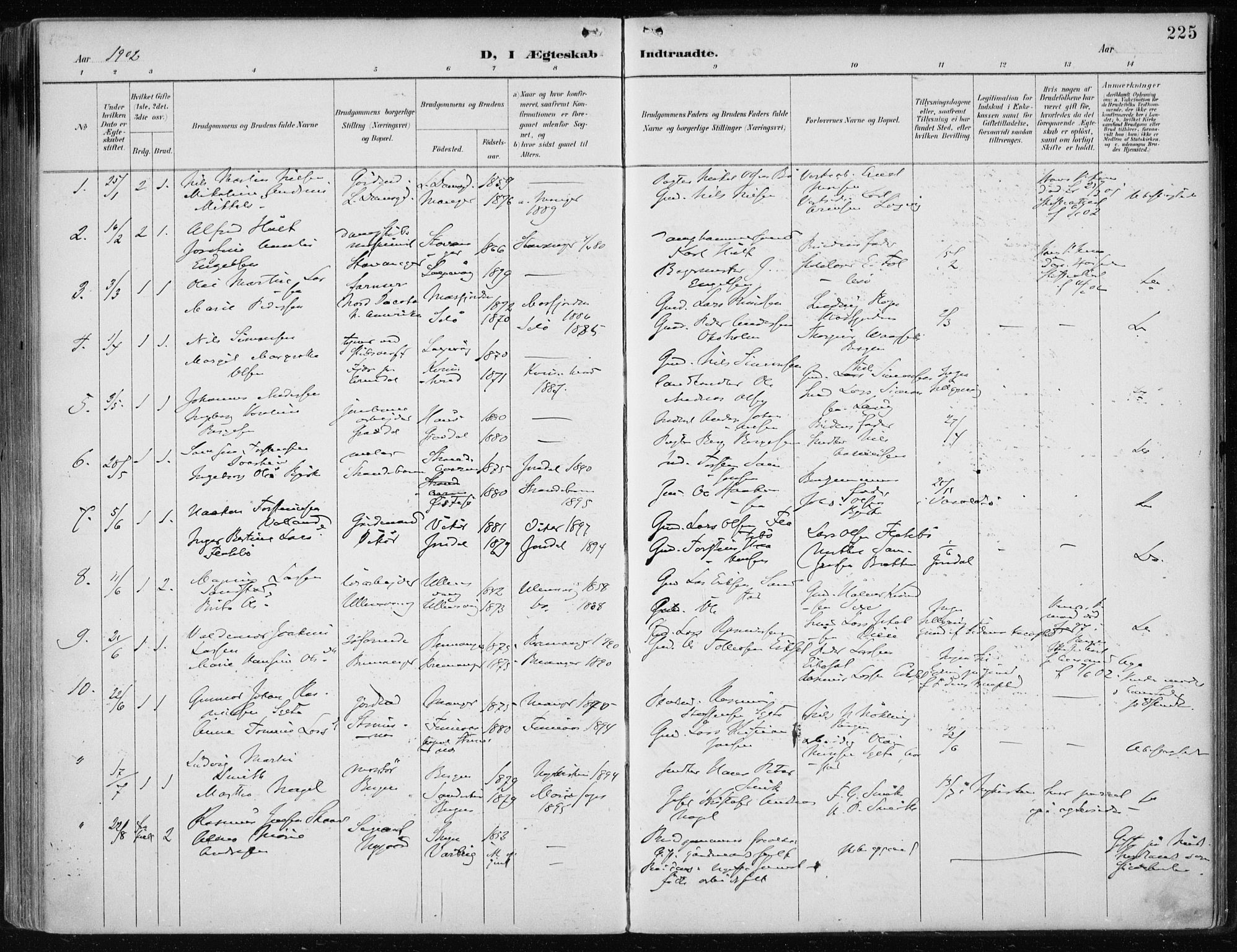 Askøy Sokneprestembete, SAB/A-74101/H/Ha/Haa/Haae/L0003: Parish register (official) no. E 3, 1891-1903, p. 225