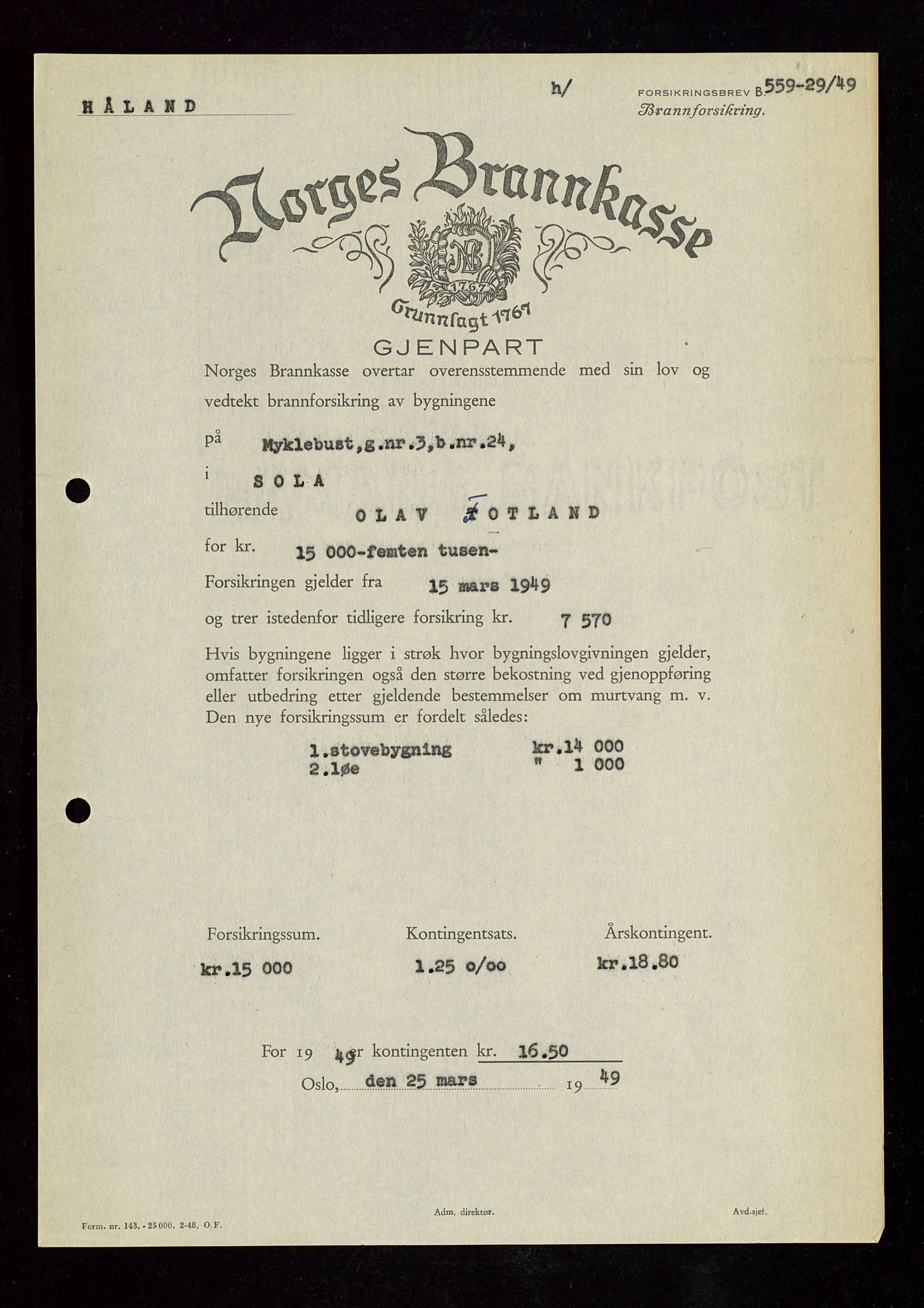 Håland lensmannskontor, SAST/A-100100/Gob/L0007: Branntakstprotokoll - skjematakst. Register i boken., 1920-1925