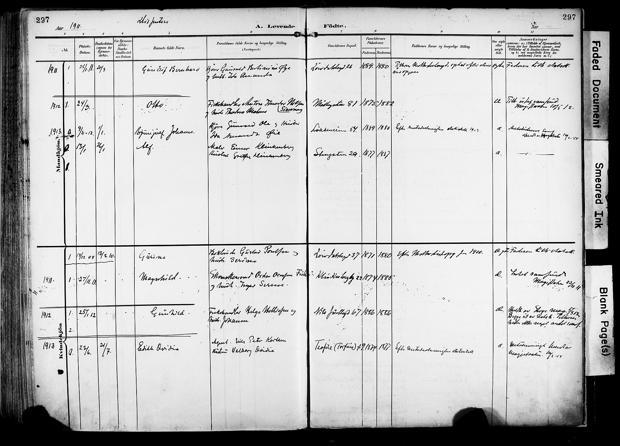 Domkirken sokneprestkontor, SAST/A-101812/001/30/30BA/L0033: Parish register (official) no. A 32, 1903-1915, p. 297