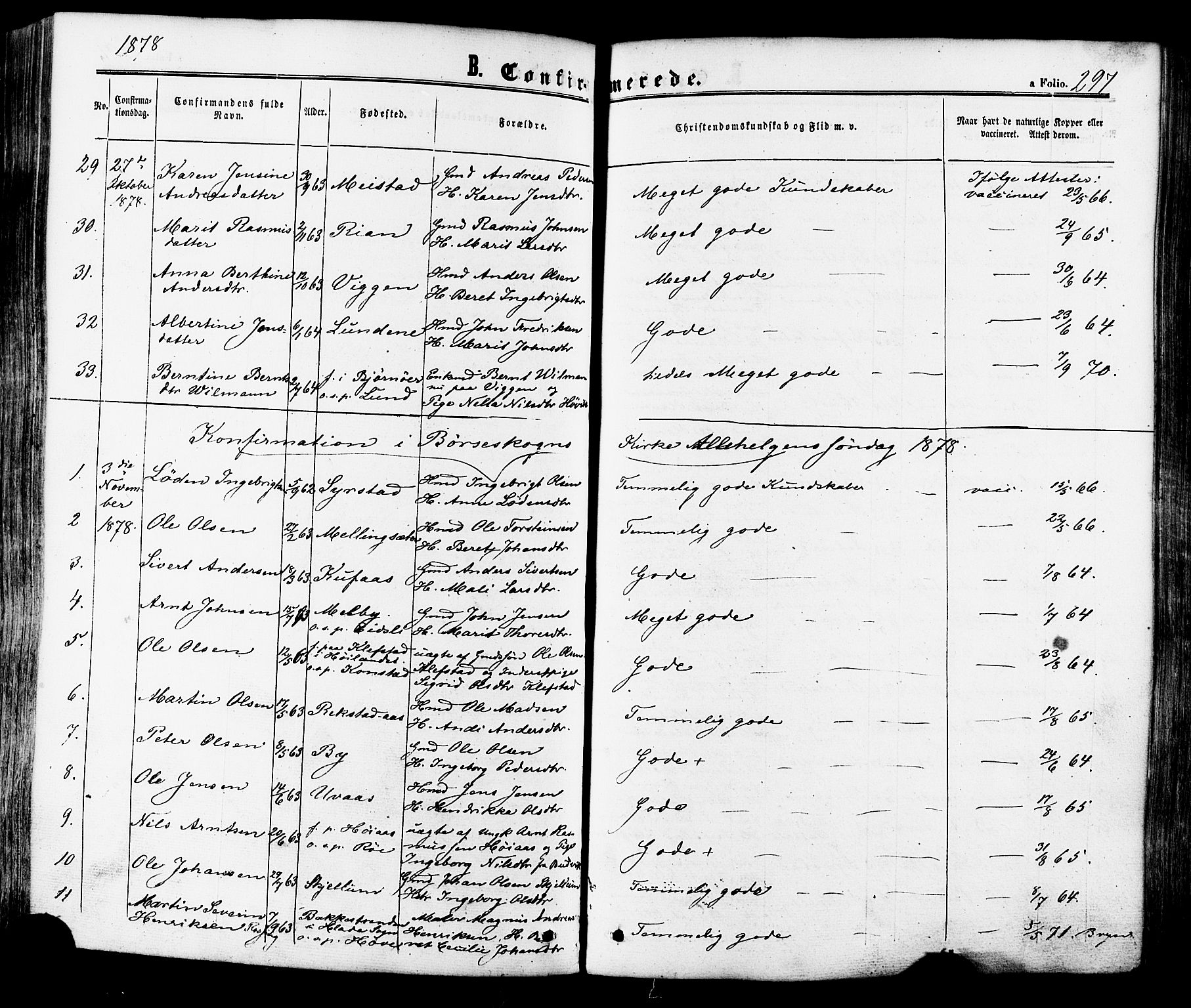 Ministerialprotokoller, klokkerbøker og fødselsregistre - Sør-Trøndelag, AV/SAT-A-1456/665/L0772: Parish register (official) no. 665A07, 1856-1878, p. 297