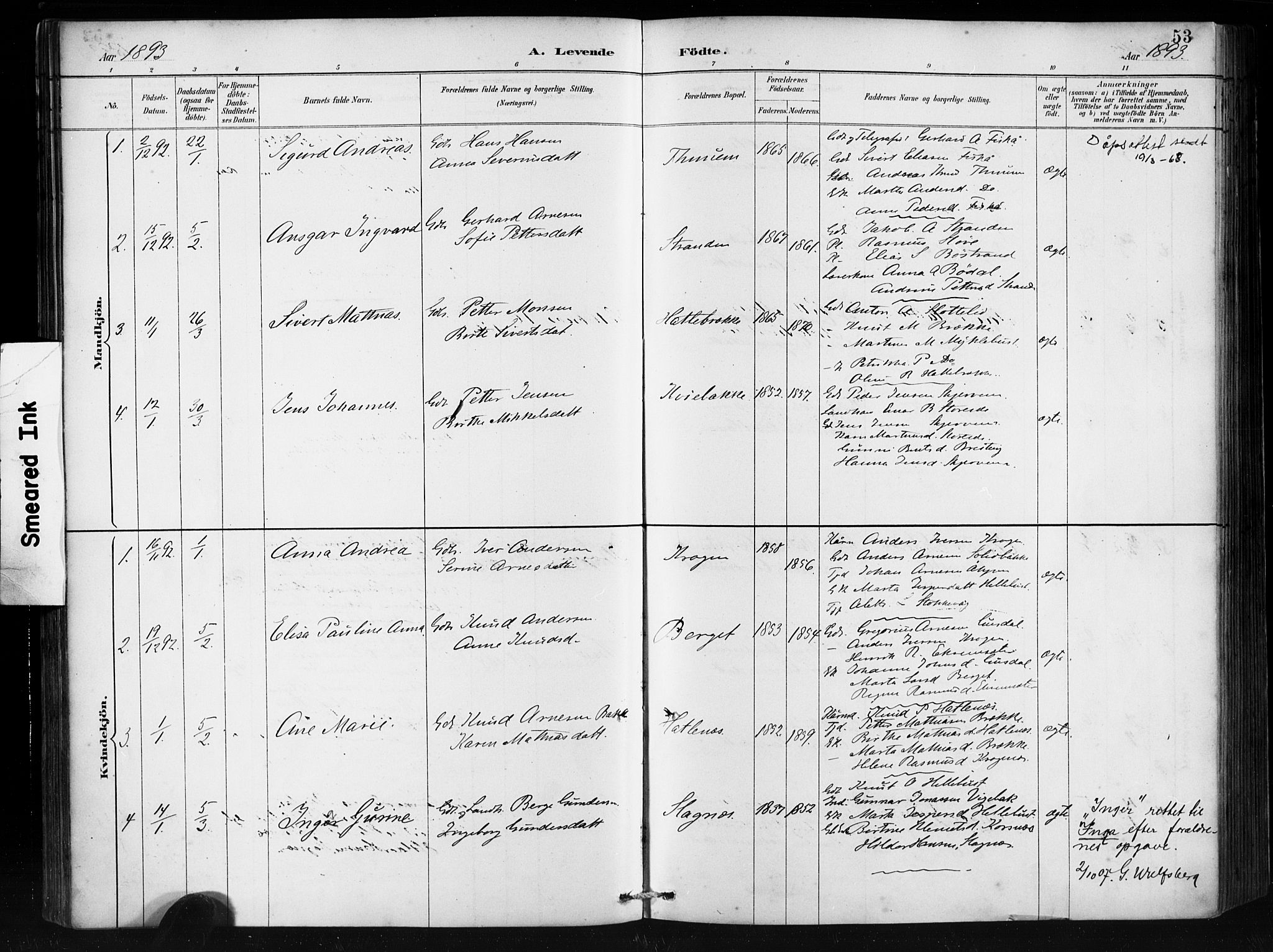 Ministerialprotokoller, klokkerbøker og fødselsregistre - Møre og Romsdal, AV/SAT-A-1454/501/L0008: Parish register (official) no. 501A08, 1885-1901, p. 53