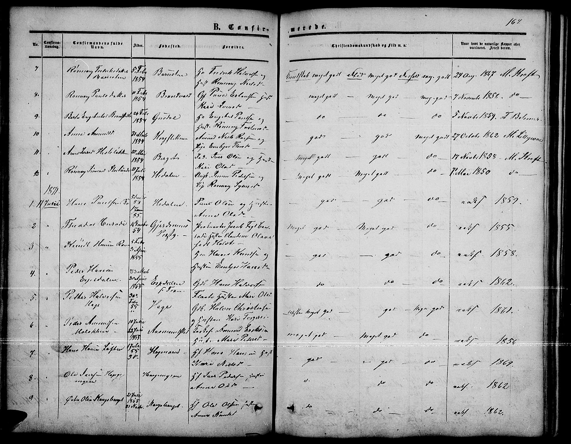 Nord-Fron prestekontor, SAH/PREST-080/H/Ha/Hab/L0001: Parish register (copy) no. 1, 1851-1883, p. 167