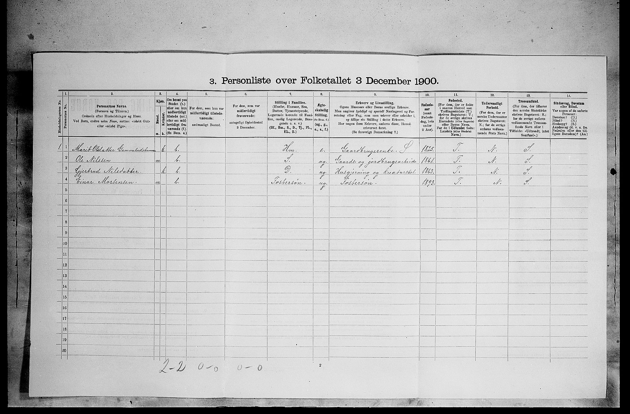 SAH, 1900 census for Tynset, 1900, p. 646