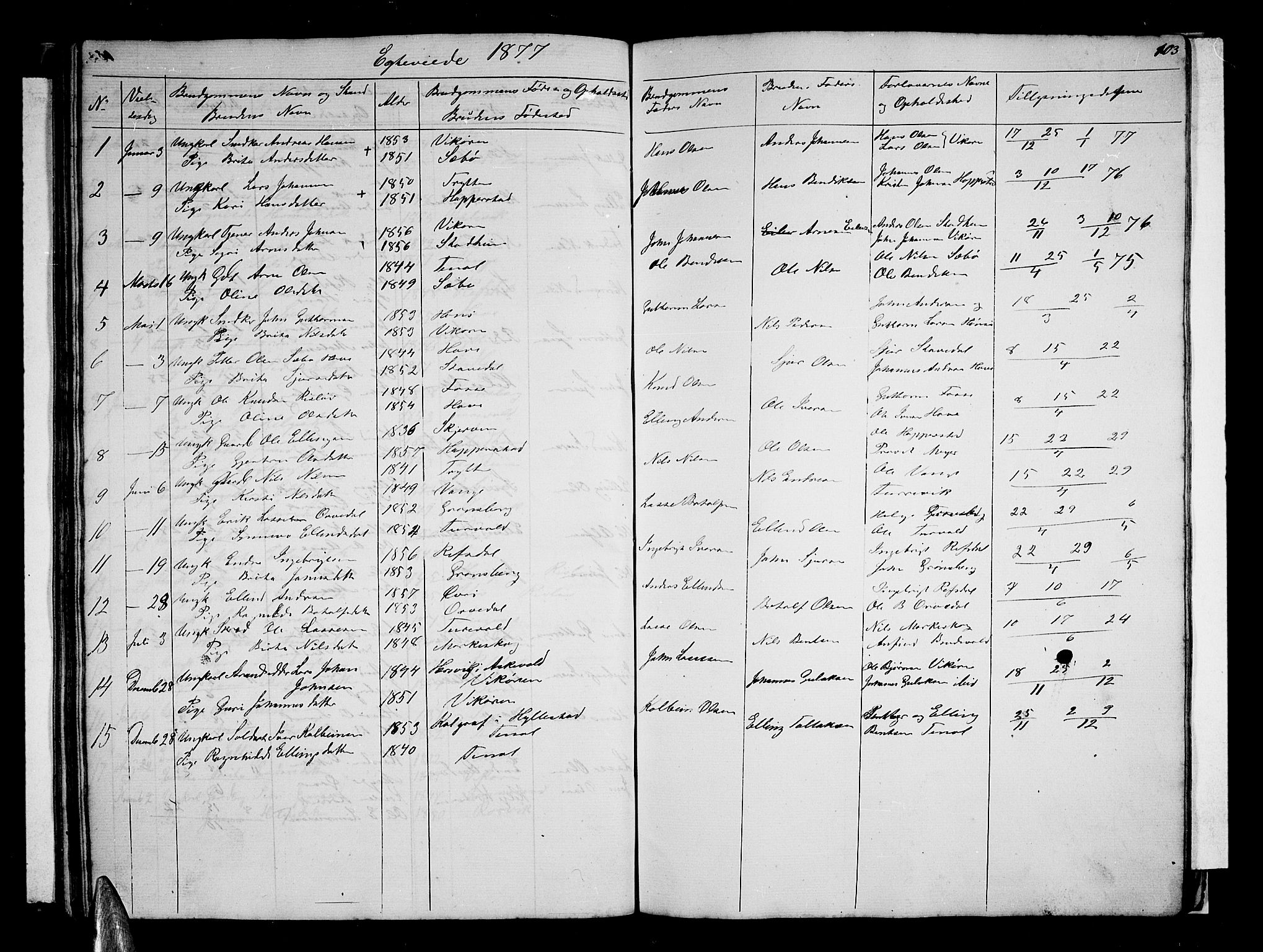 Vik sokneprestembete, AV/SAB-A-81501/H/Hab/Haba/L0002: Parish register (copy) no. A 2, 1856-1877, p. 103