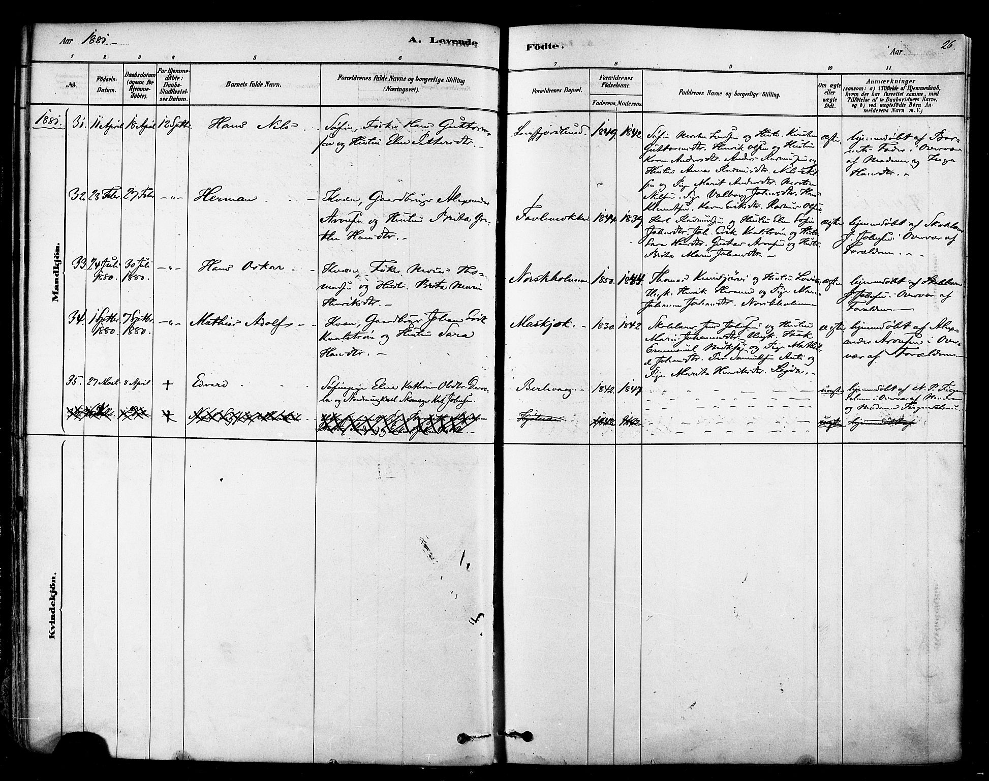 Tana sokneprestkontor, AV/SATØ-S-1334/H/Ha/L0004kirke: Parish register (official) no. 4, 1878-1891, p. 26