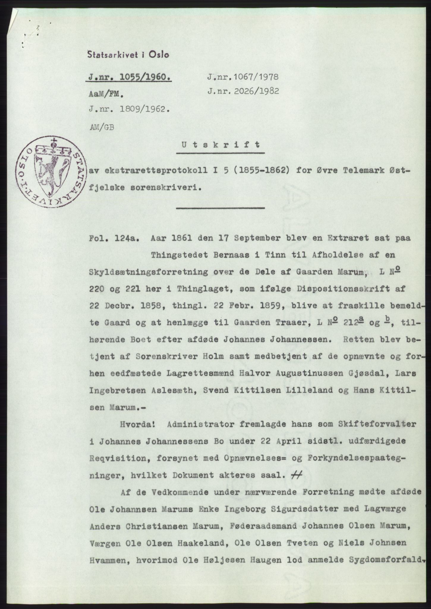 Statsarkivet i Kongsberg, SAKO/A-0001, 1960-1961, p. 3