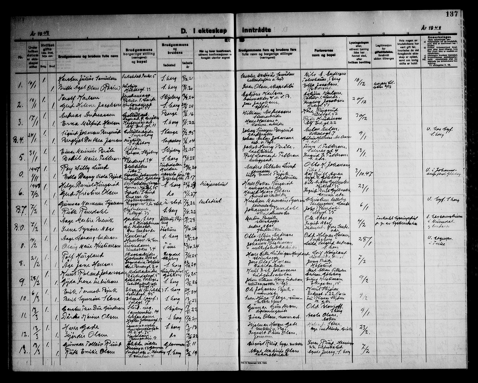 Sarpsborg prestekontor Kirkebøker, AV/SAO-A-2006/G/Ga/L0004: Parish register (copy) no. 4, 1929-1949, p. 137