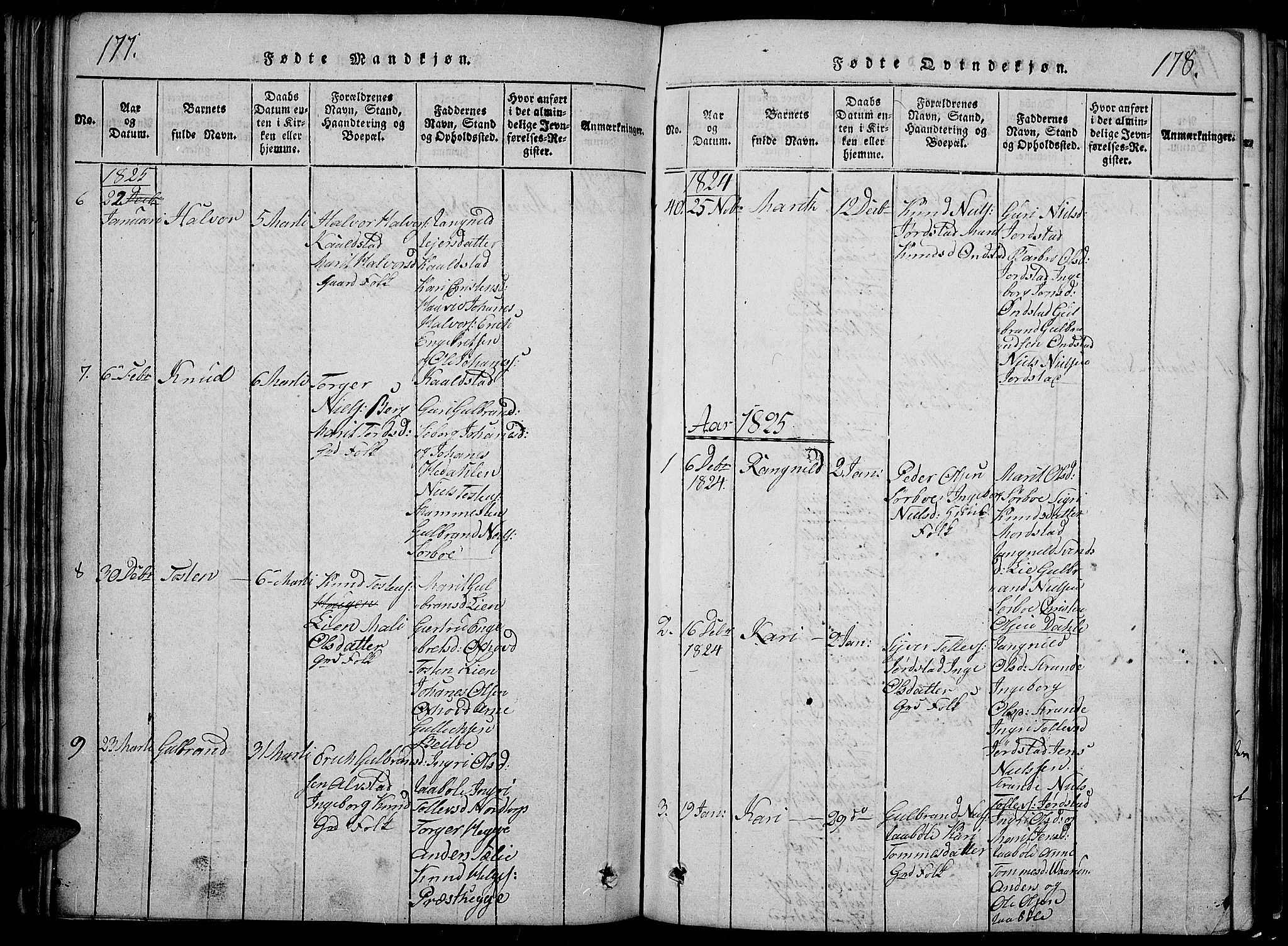 Slidre prestekontor, SAH/PREST-134/H/Ha/Hab/L0002: Parish register (copy) no. 2, 1814-1839, p. 177-178