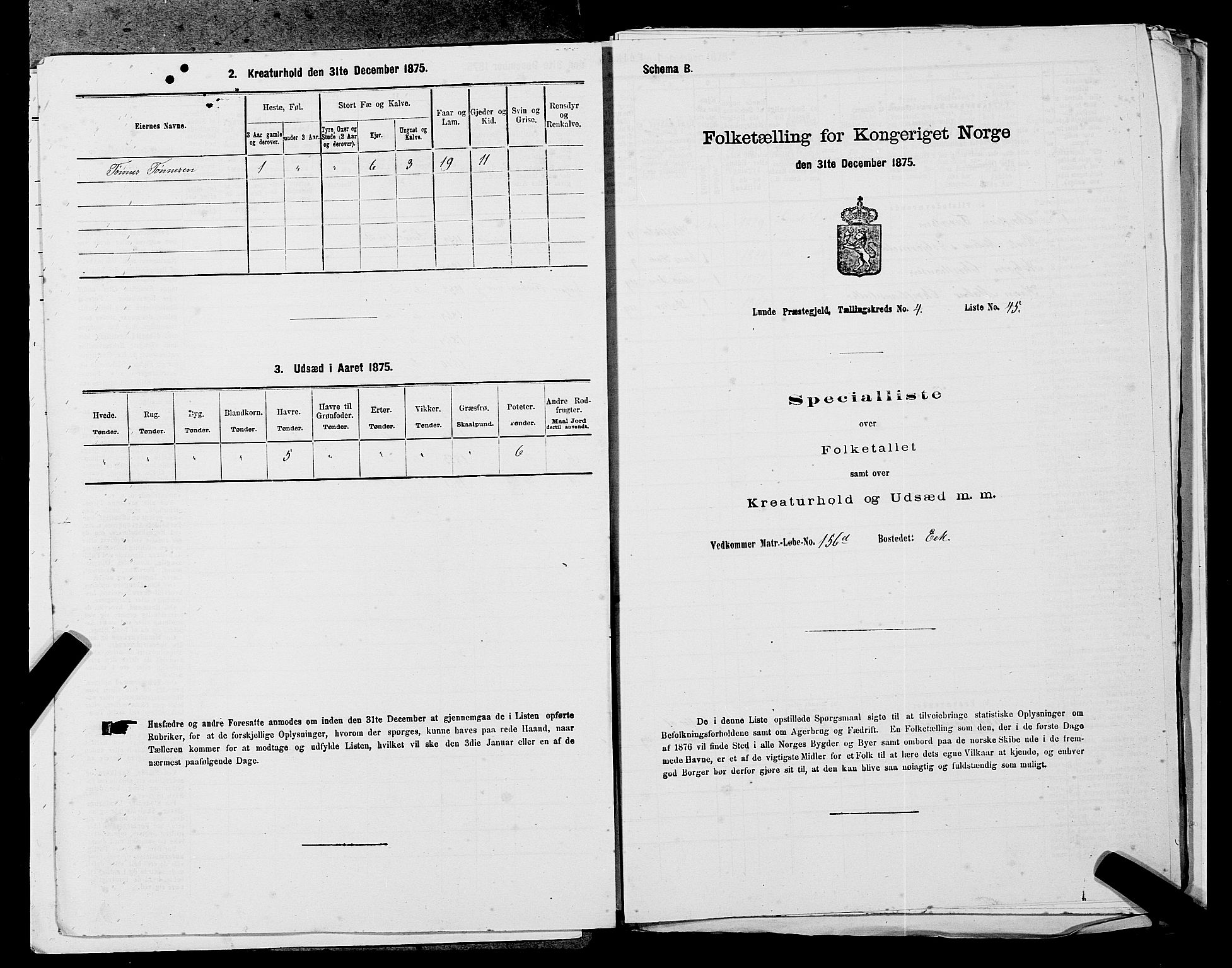 SAST, 1875 census for 1112P Lund, 1875, p. 422