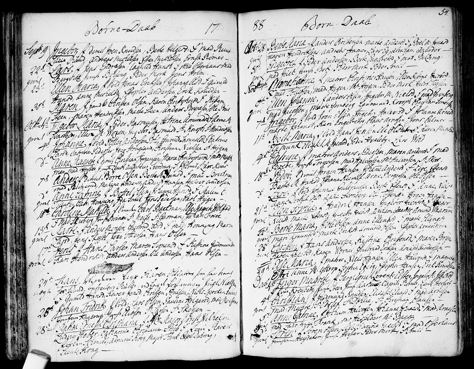 Garnisonsmenigheten Kirkebøker, AV/SAO-A-10846/F/Fa/L0003: Parish register (official) no. 3, 1777-1809, p. 54