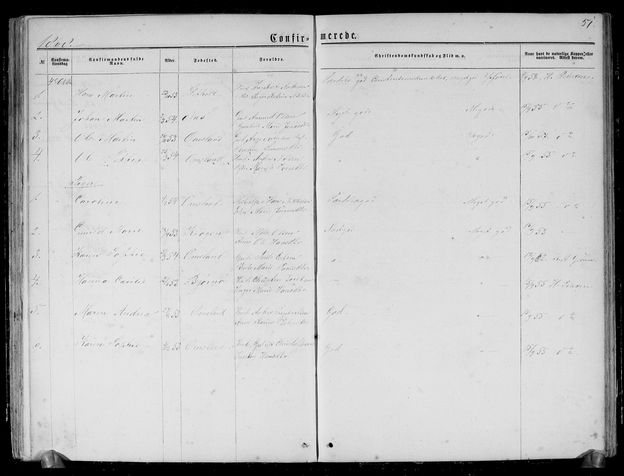 Brunlanes kirkebøker, AV/SAKO-A-342/G/Gc/L0001: Parish register (copy) no. III 1, 1866-1890, p. 51