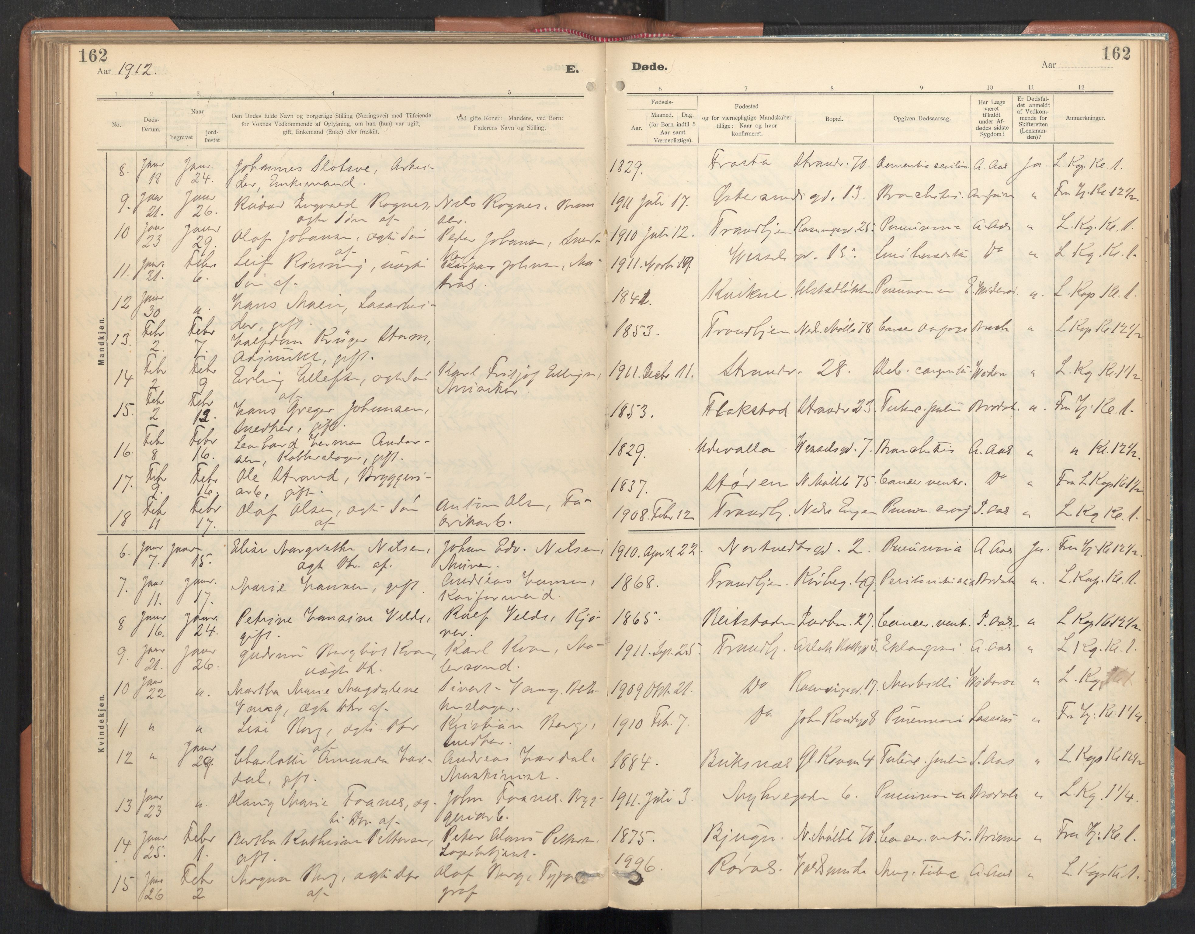 Ministerialprotokoller, klokkerbøker og fødselsregistre - Sør-Trøndelag, SAT/A-1456/605/L0244: Parish register (official) no. 605A06, 1908-1954, p. 162