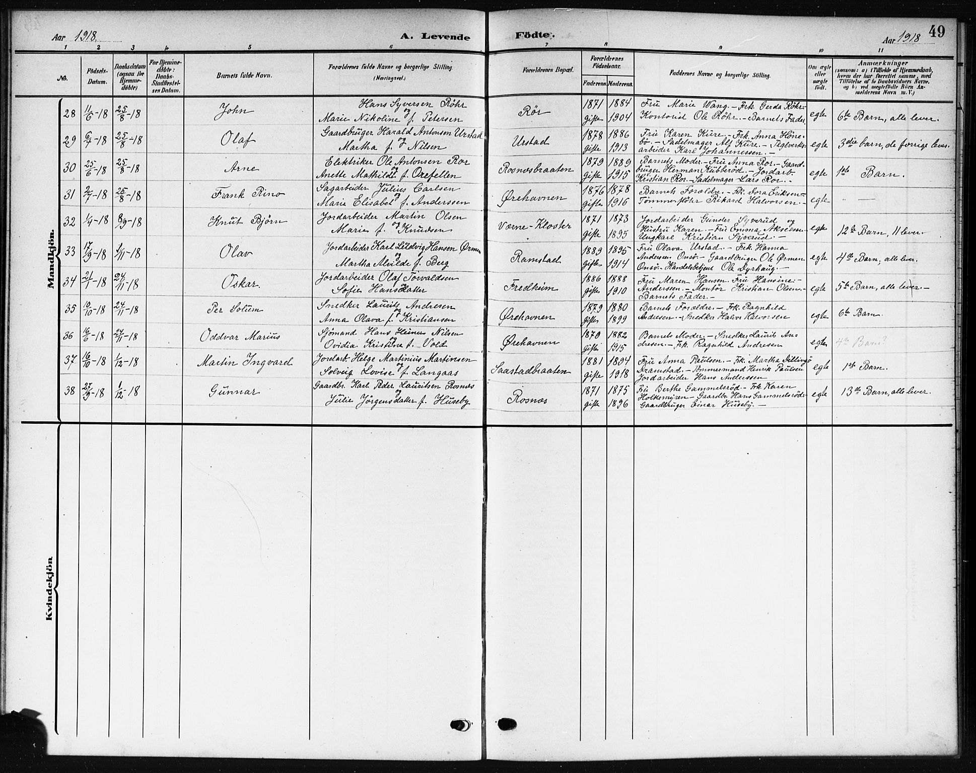 Rygge prestekontor Kirkebøker, SAO/A-10084b/G/Ga/L0003: Parish register (copy) no. 3, 1906-1921, p. 49