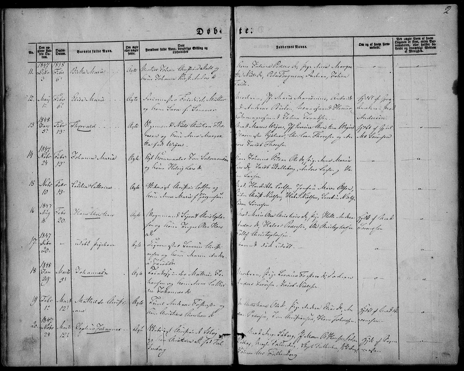 Larvik kirkebøker, SAKO/A-352/F/Fa/L0003: Parish register (official) no. I 3, 1848-1856, p. 2