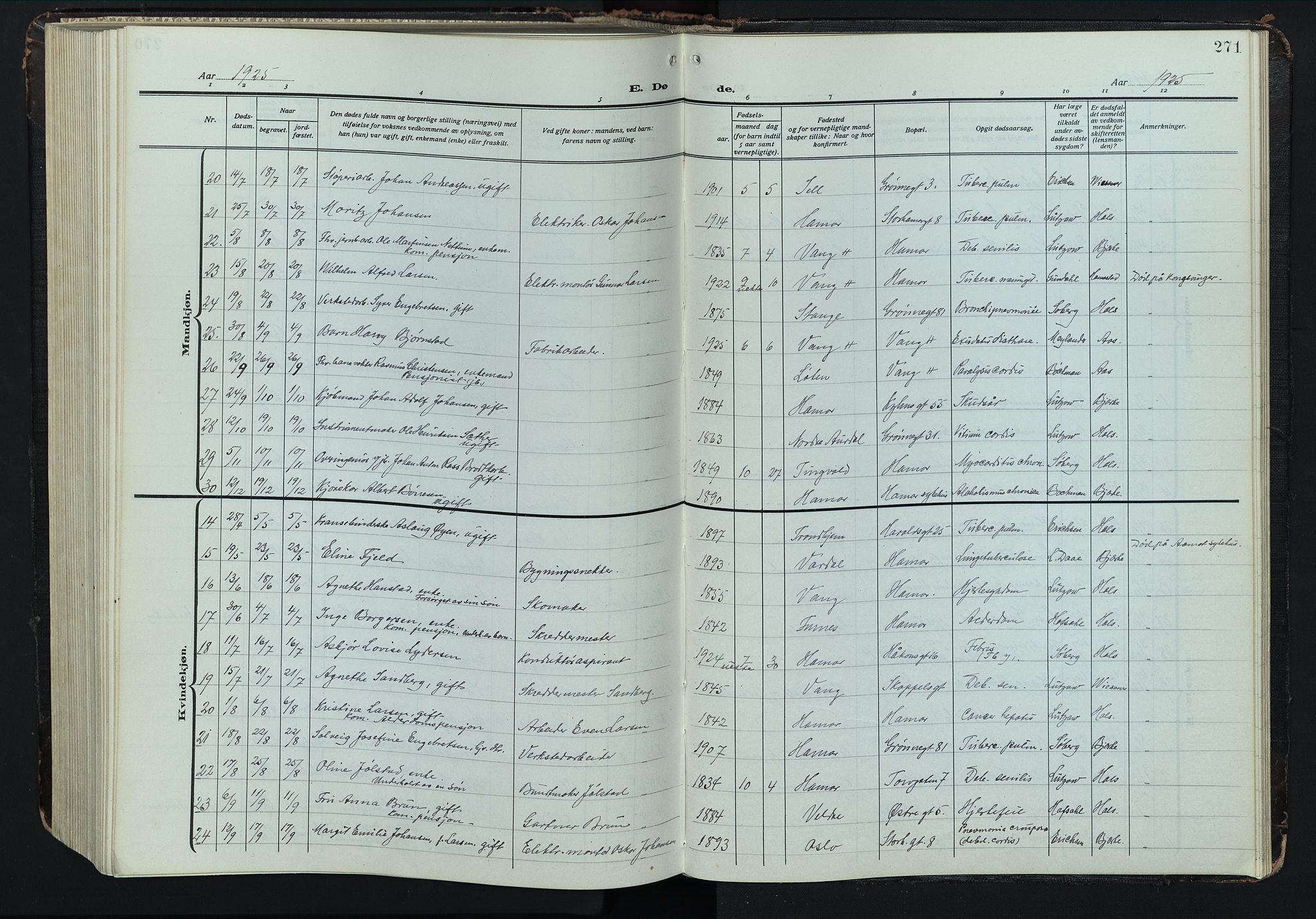 Hamar prestekontor, AV/SAH-DOMPH-002/H/Ha/Hab/L0004: Parish register (copy) no. 4, 1915-1942, p. 271