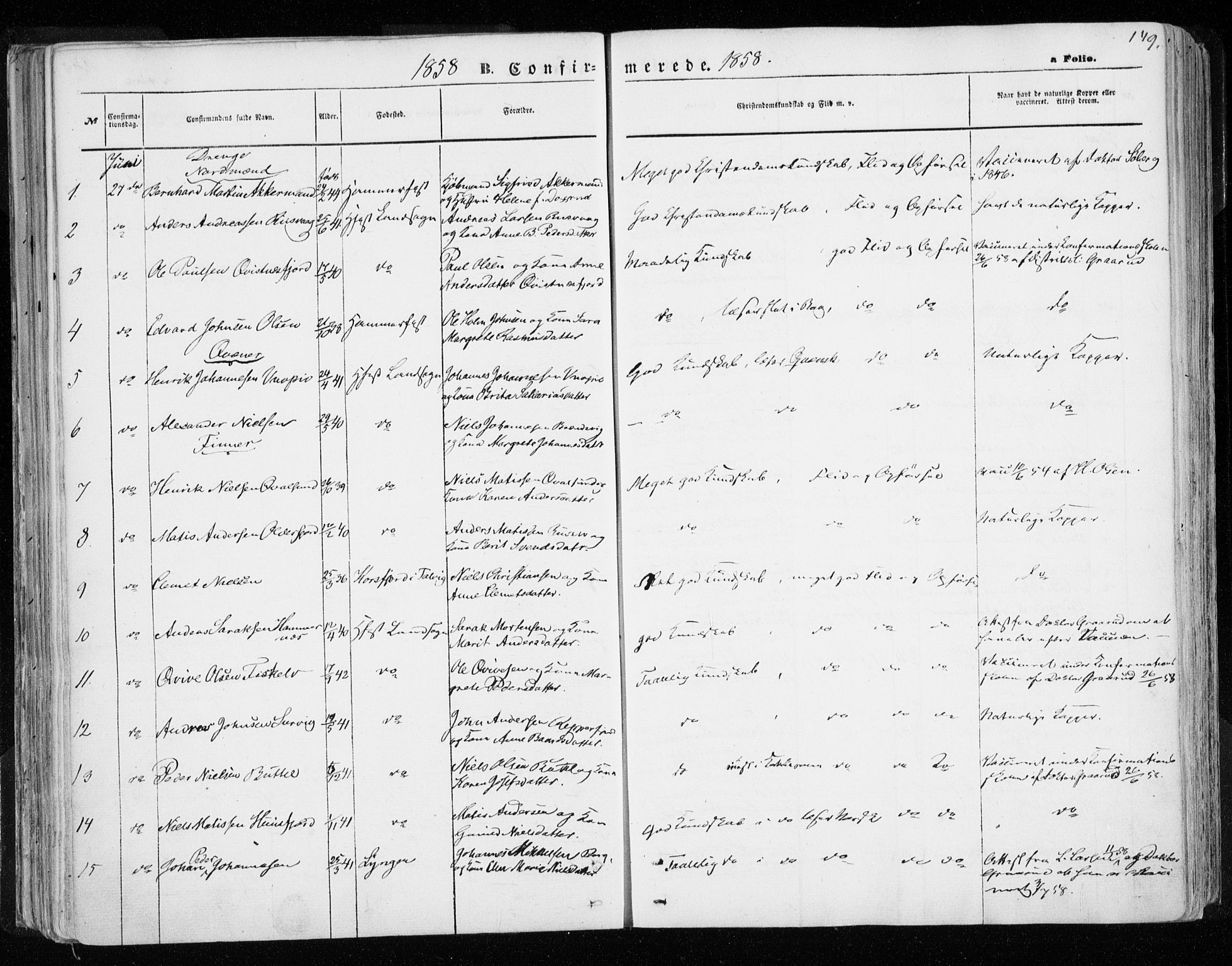 Hammerfest sokneprestkontor, SATØ/S-1347/H/Ha/L0005.kirke: Parish register (official) no. 5, 1857-1869, p. 149