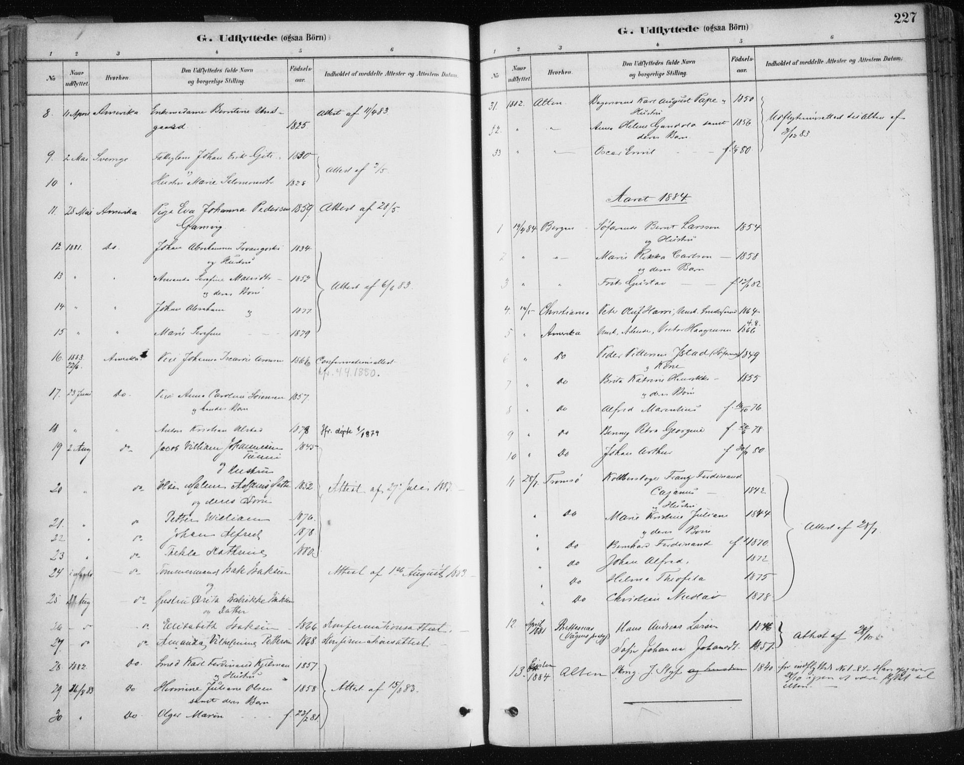 Hammerfest sokneprestkontor, SATØ/S-1347/H/Ha/L0008.kirke: Parish register (official) no. 8, 1878-1889, p. 227