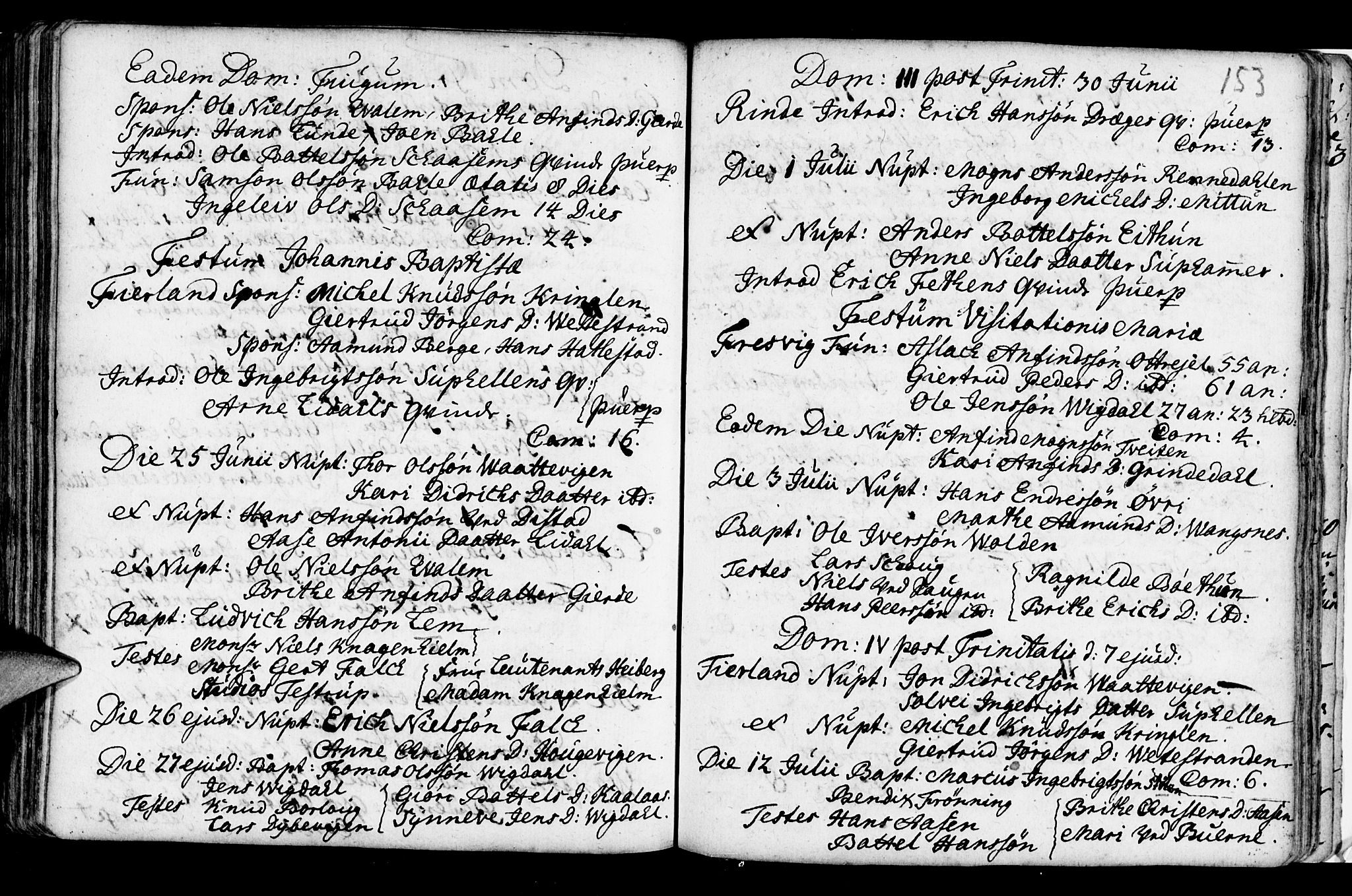 Leikanger sokneprestembete, SAB/A-81001: Parish register (official) no. A 2, 1735-1756, p. 153