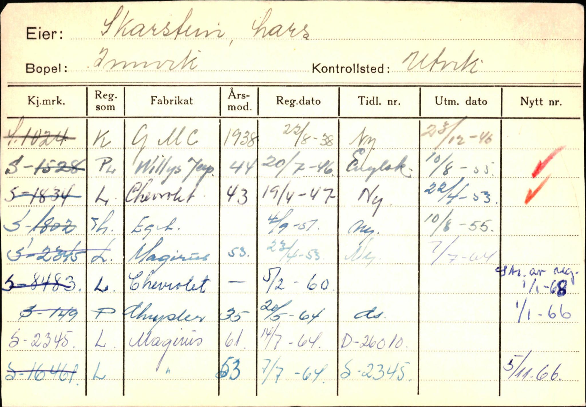 Statens vegvesen, Sogn og Fjordane vegkontor, AV/SAB-A-5301/4/F/L0131: Eigarregister Høyanger P-Å. Stryn S-Å, 1945-1975, p. 1276