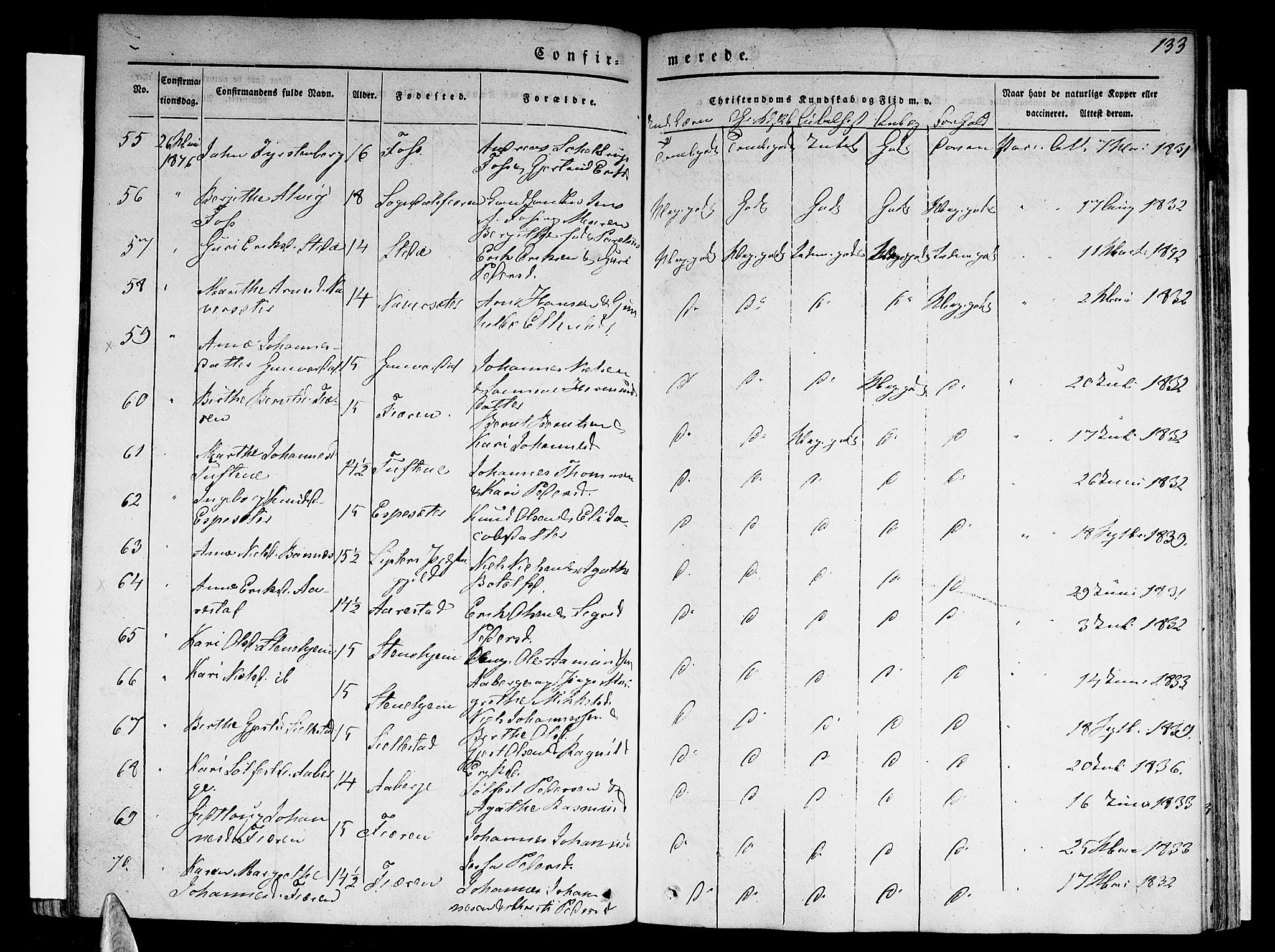 Sogndal sokneprestembete, AV/SAB-A-81301/H/Haa/Haaa/L0011: Parish register (official) no. A 11, 1839-1847, p. 133