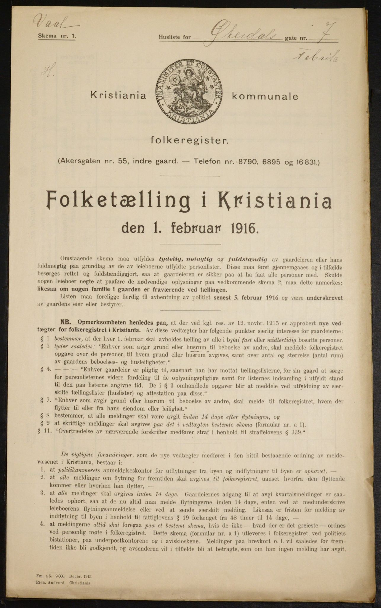 OBA, Municipal Census 1916 for Kristiania, 1916, p. 132768