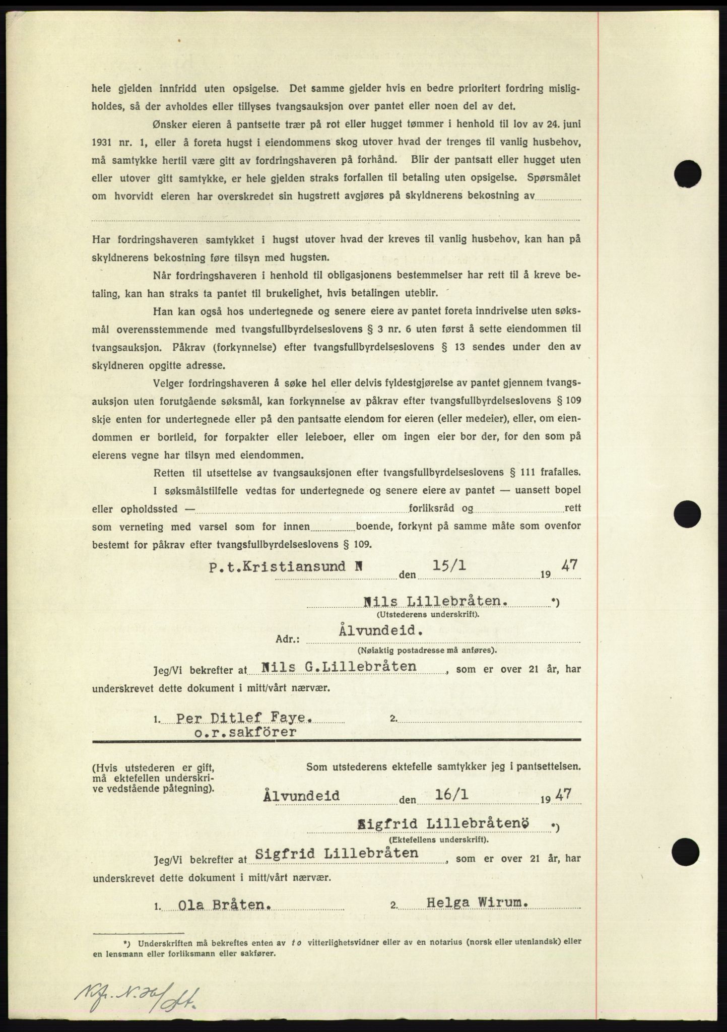 Nordmøre sorenskriveri, AV/SAT-A-4132/1/2/2Ca: Mortgage book no. B95, 1946-1947, Diary no: : 149/1947