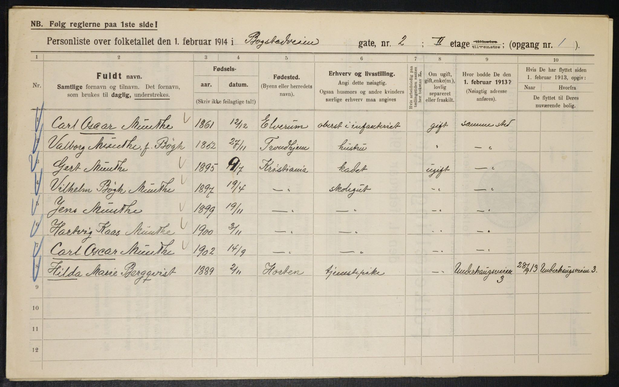 OBA, Municipal Census 1914 for Kristiania, 1914, p. 6798