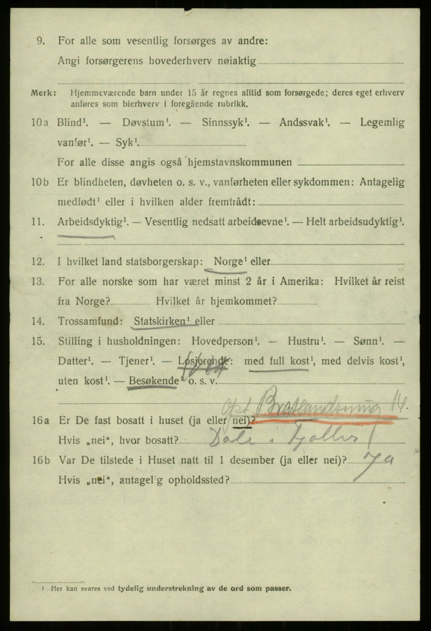 SAB, 1920 census for Bergen, 1920, p. 211061