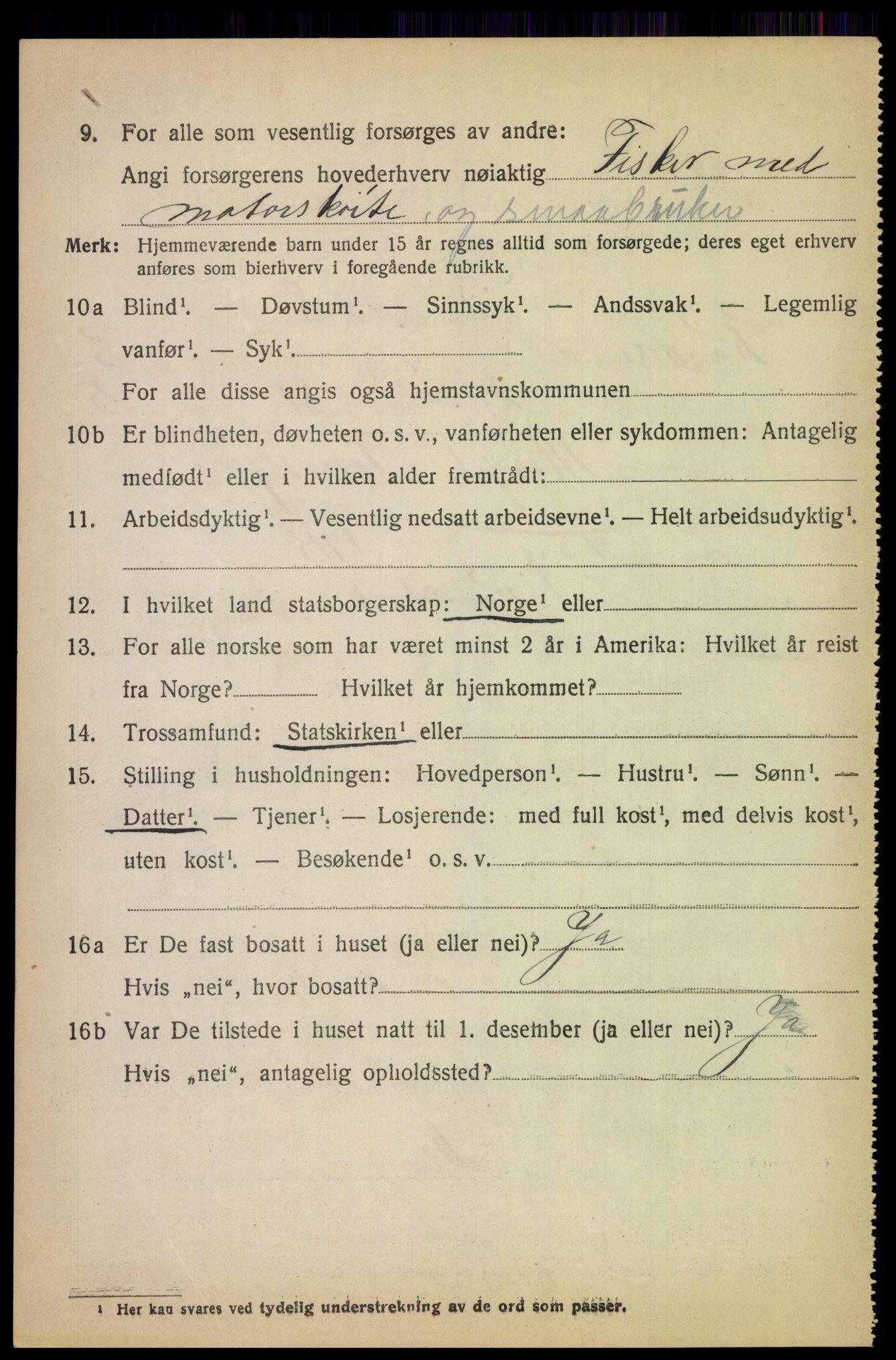 SAK, 1920 census for Randesund, 1920, p. 1481