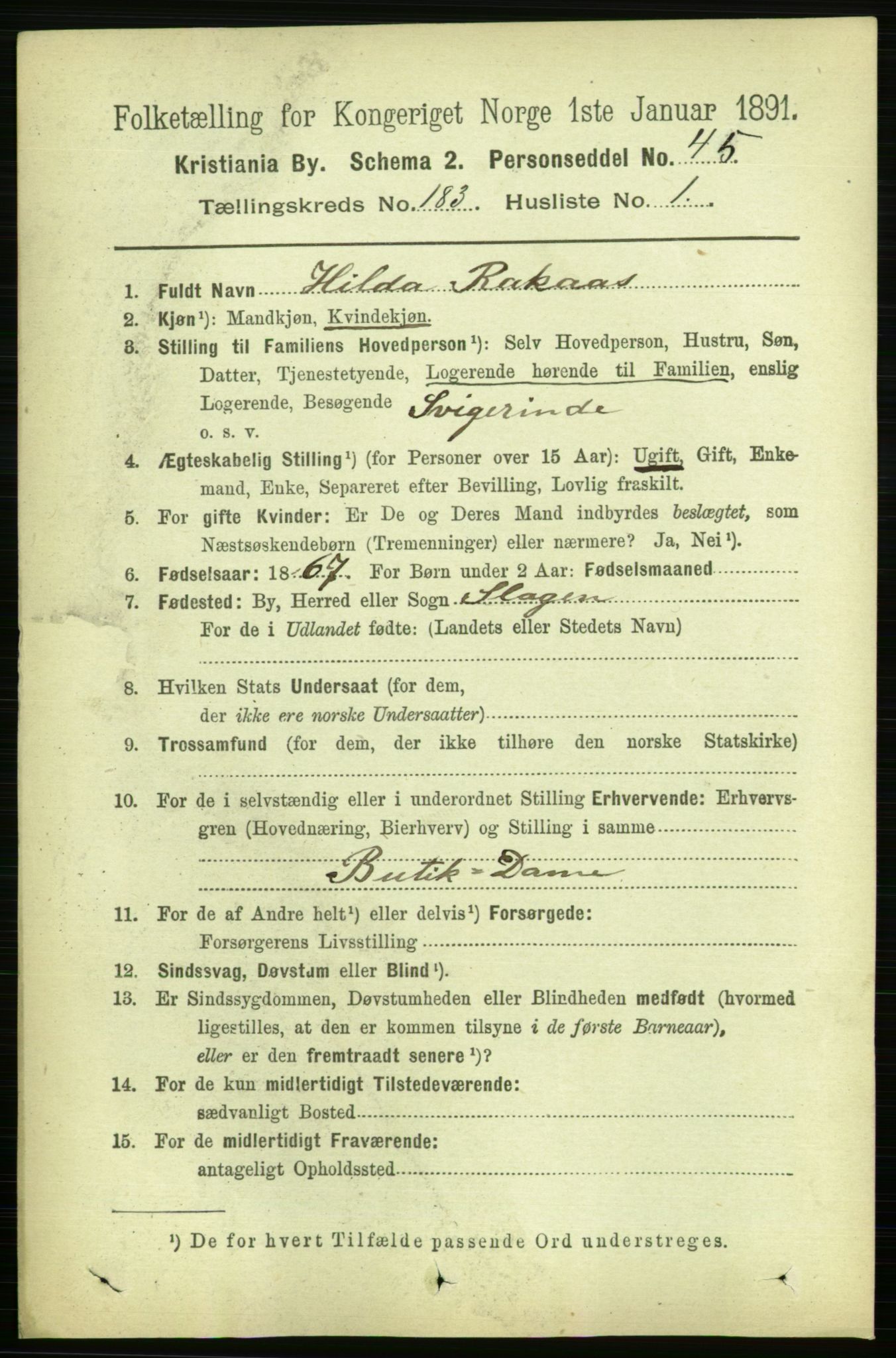 RA, 1891 census for 0301 Kristiania, 1891, p. 109302