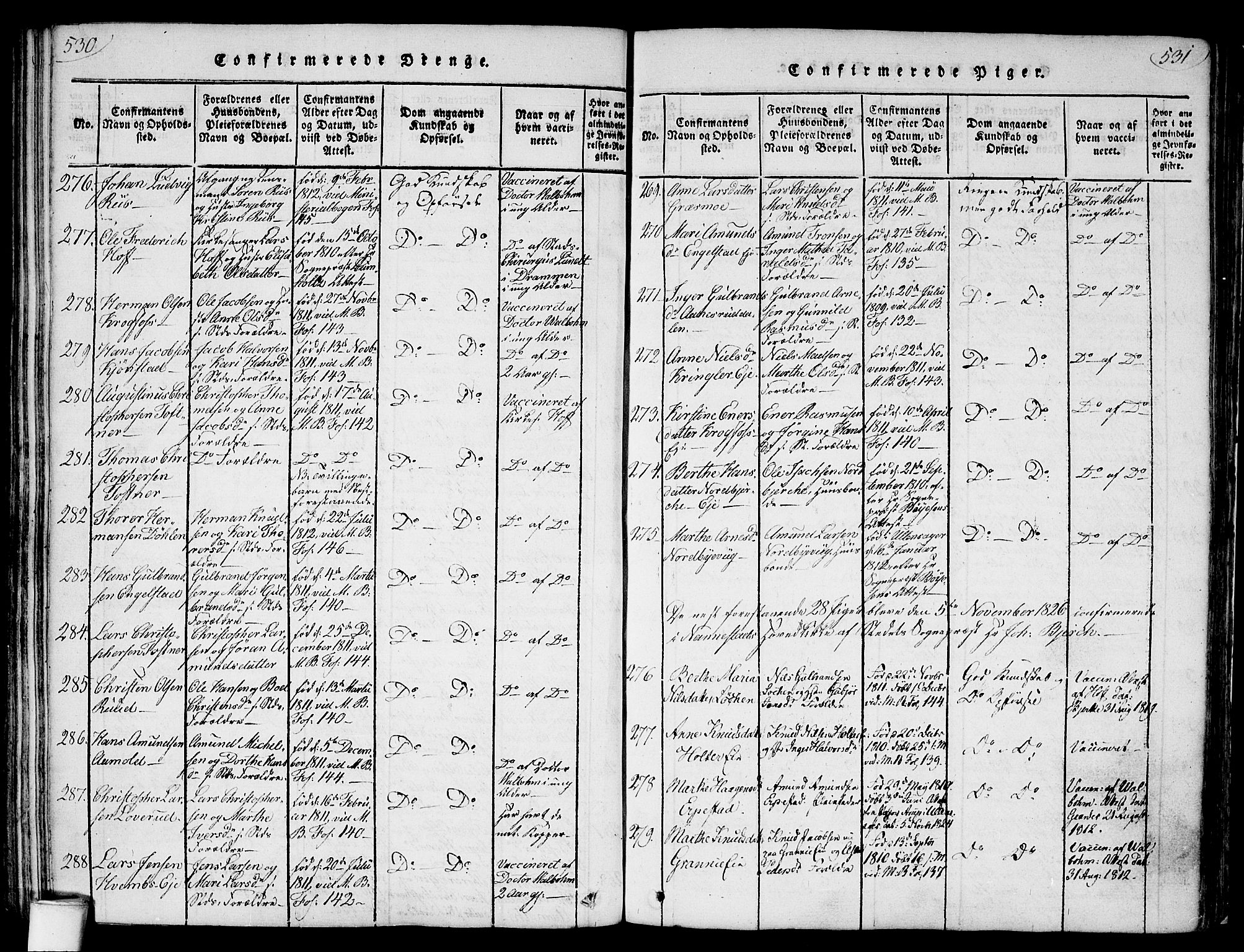 Nannestad prestekontor Kirkebøker, AV/SAO-A-10414a/F/Fa/L0009: Parish register (official) no. I 9, 1815-1840, p. 530-531