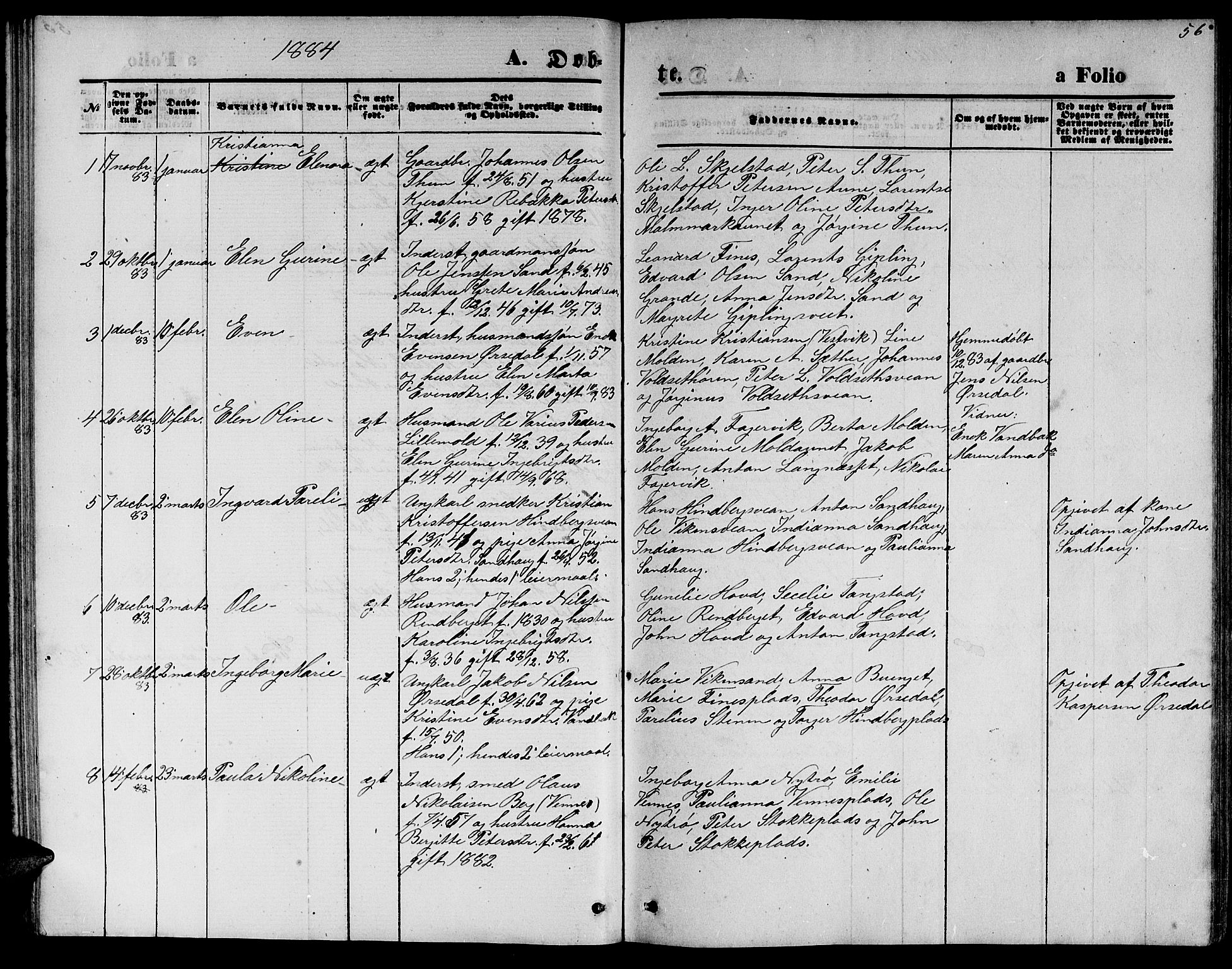 Ministerialprotokoller, klokkerbøker og fødselsregistre - Nord-Trøndelag, SAT/A-1458/744/L0422: Parish register (copy) no. 744C01, 1871-1885, p. 56