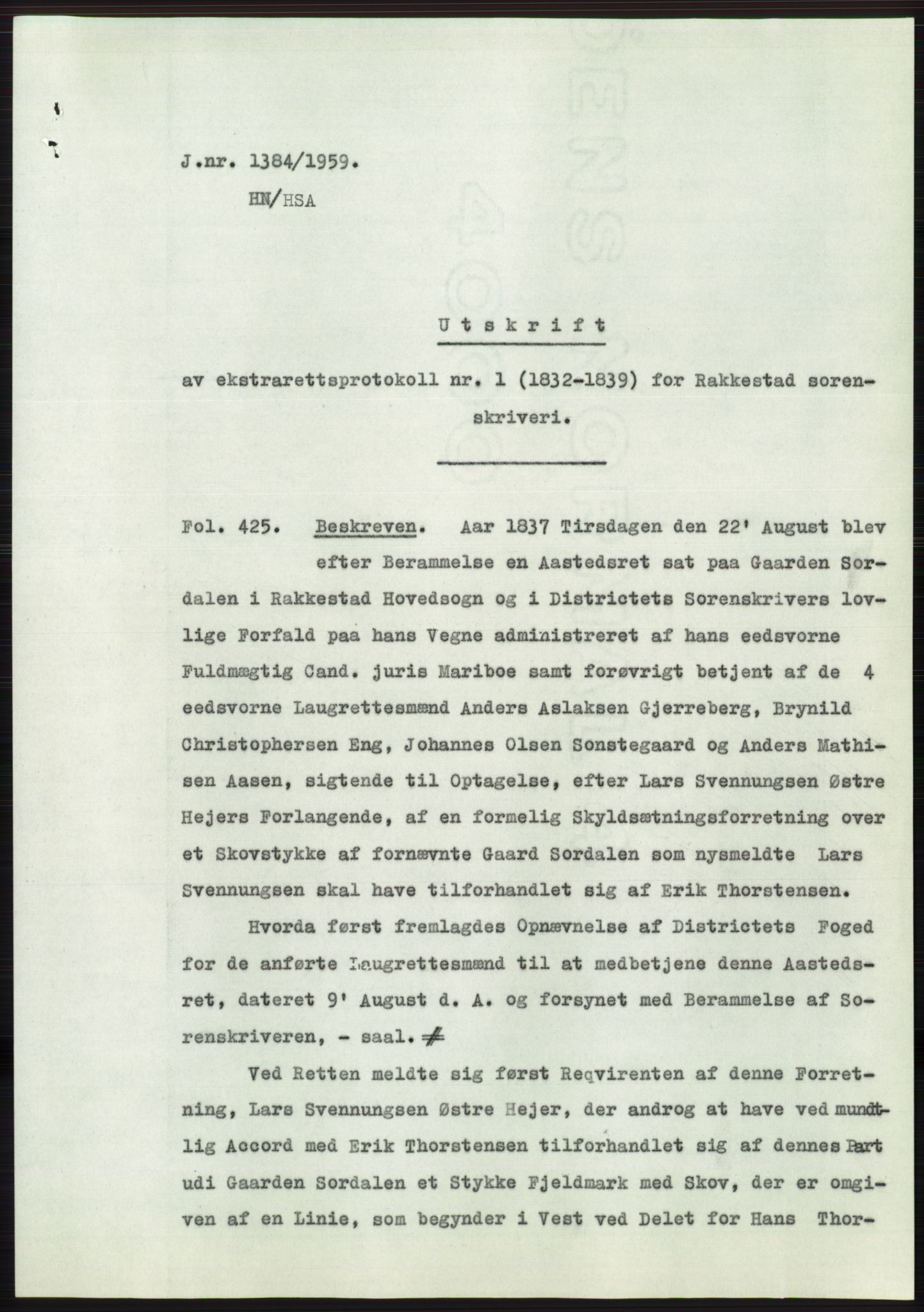 Statsarkivet i Oslo, SAO/A-10621/Z/Zd/L0010: Avskrifter, j.nr 753-1498/1959, 1959, p. 303