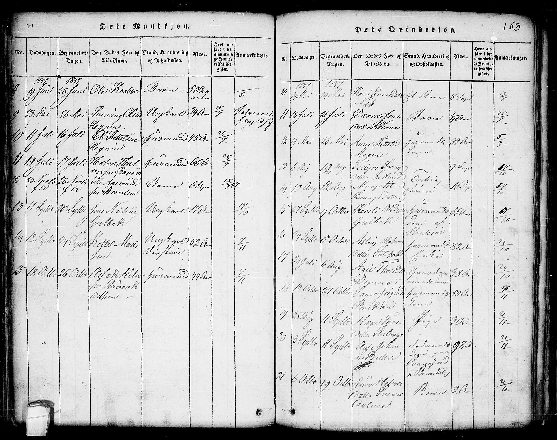 Seljord kirkebøker, AV/SAKO-A-20/G/Ga/L0001: Parish register (copy) no. I 1, 1815-1854, p. 163