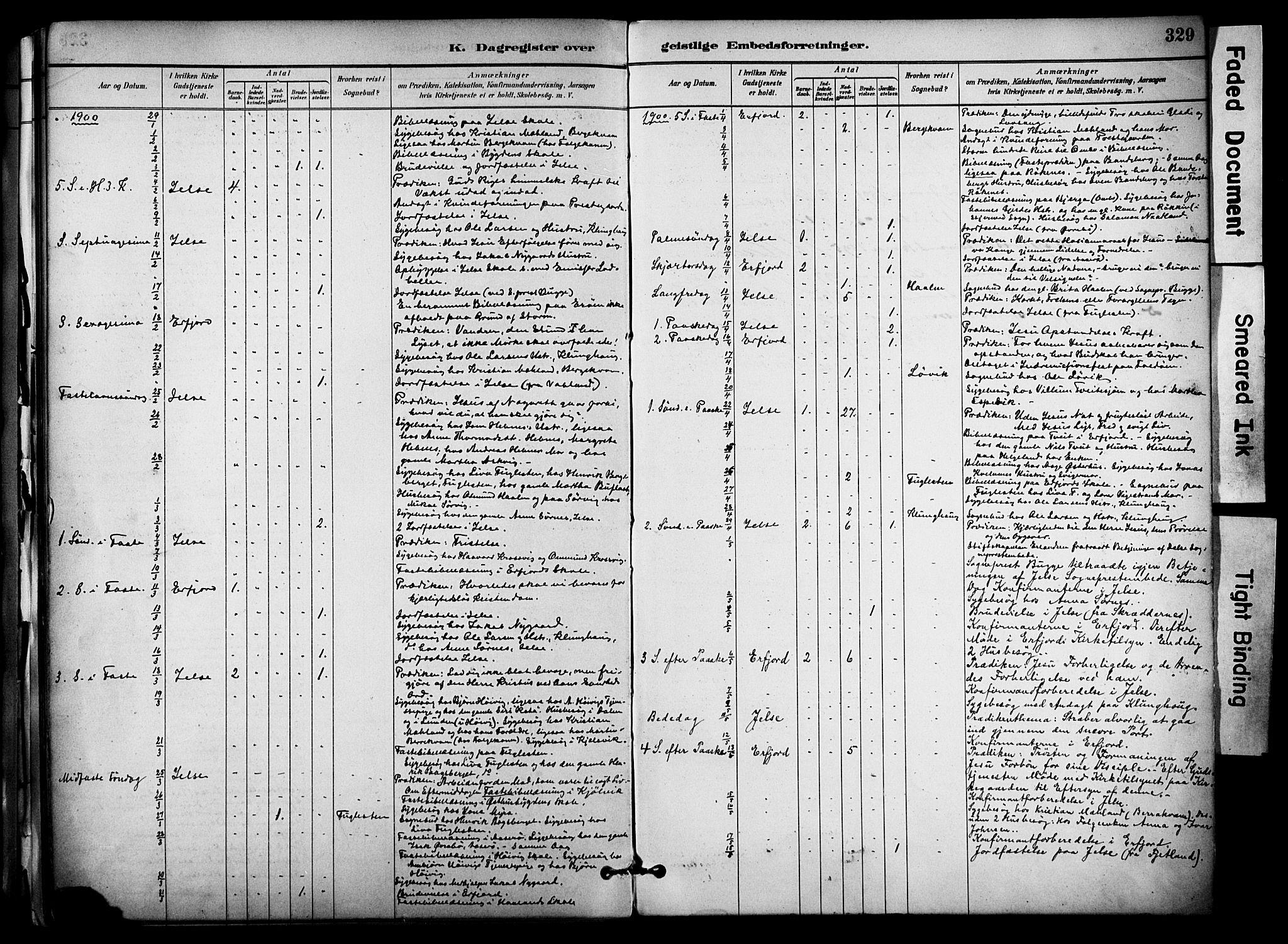 Jelsa sokneprestkontor, AV/SAST-A-101842/01/IV: Parish register (official) no. A 10, 1884-1906, p. 329