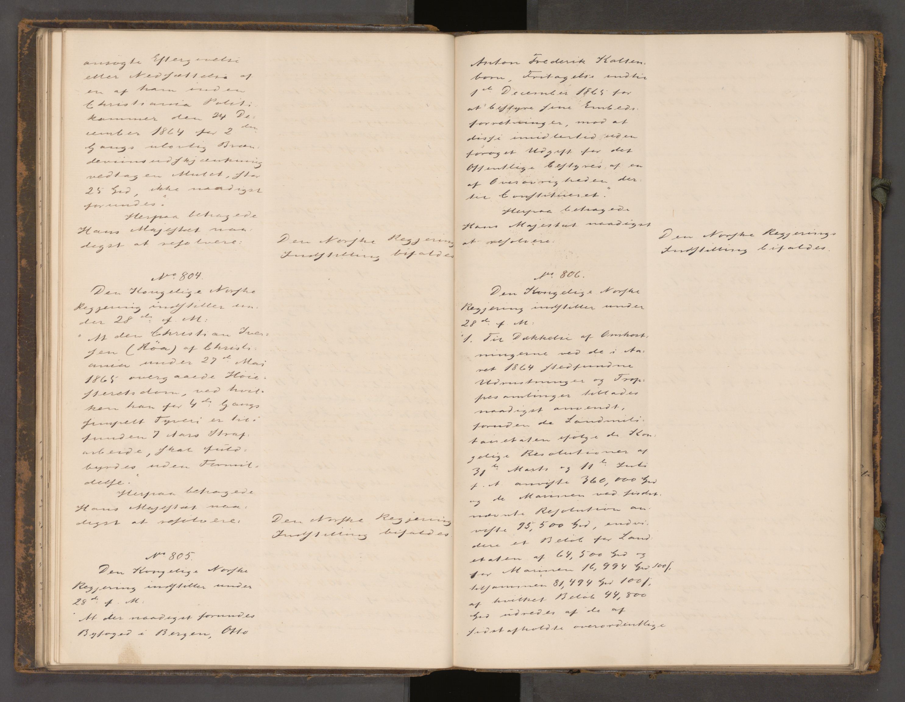 Statsrådssekretariatet, AV/RA-S-1001/A/Ab/L0104: Kgl. res. nr. 724-1001b, 2. halvår, 1865